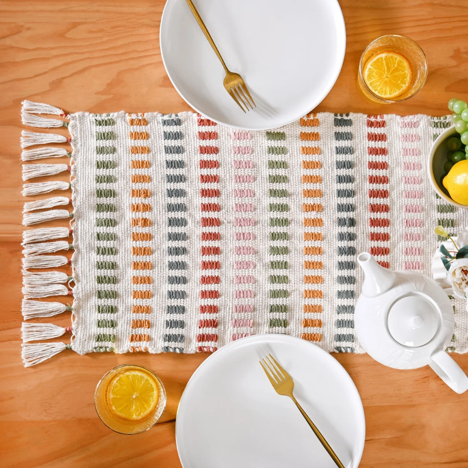 Multicoloured Cotton Runner 180x33cm - Image 2