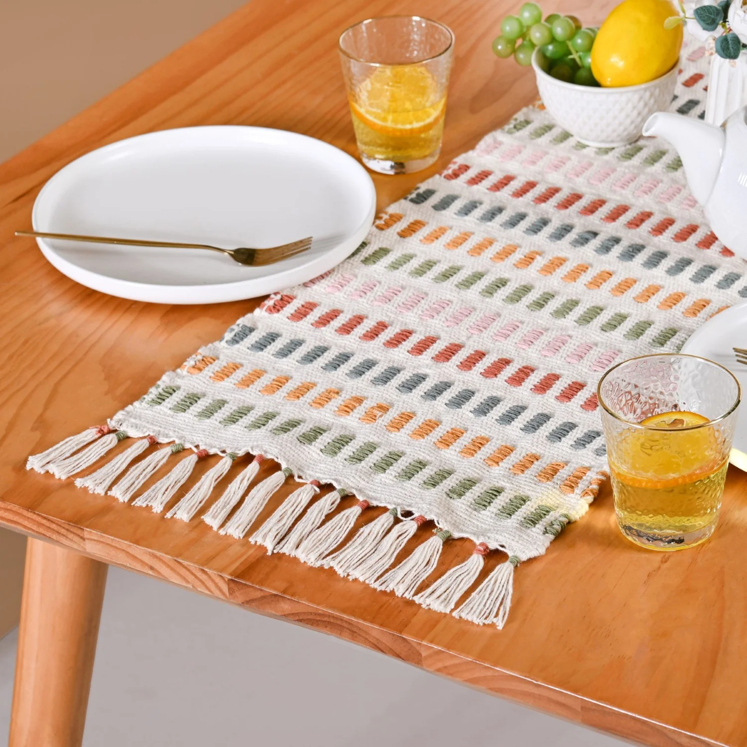 Multicoloured Cotton Runner 180x33cm - Image 7