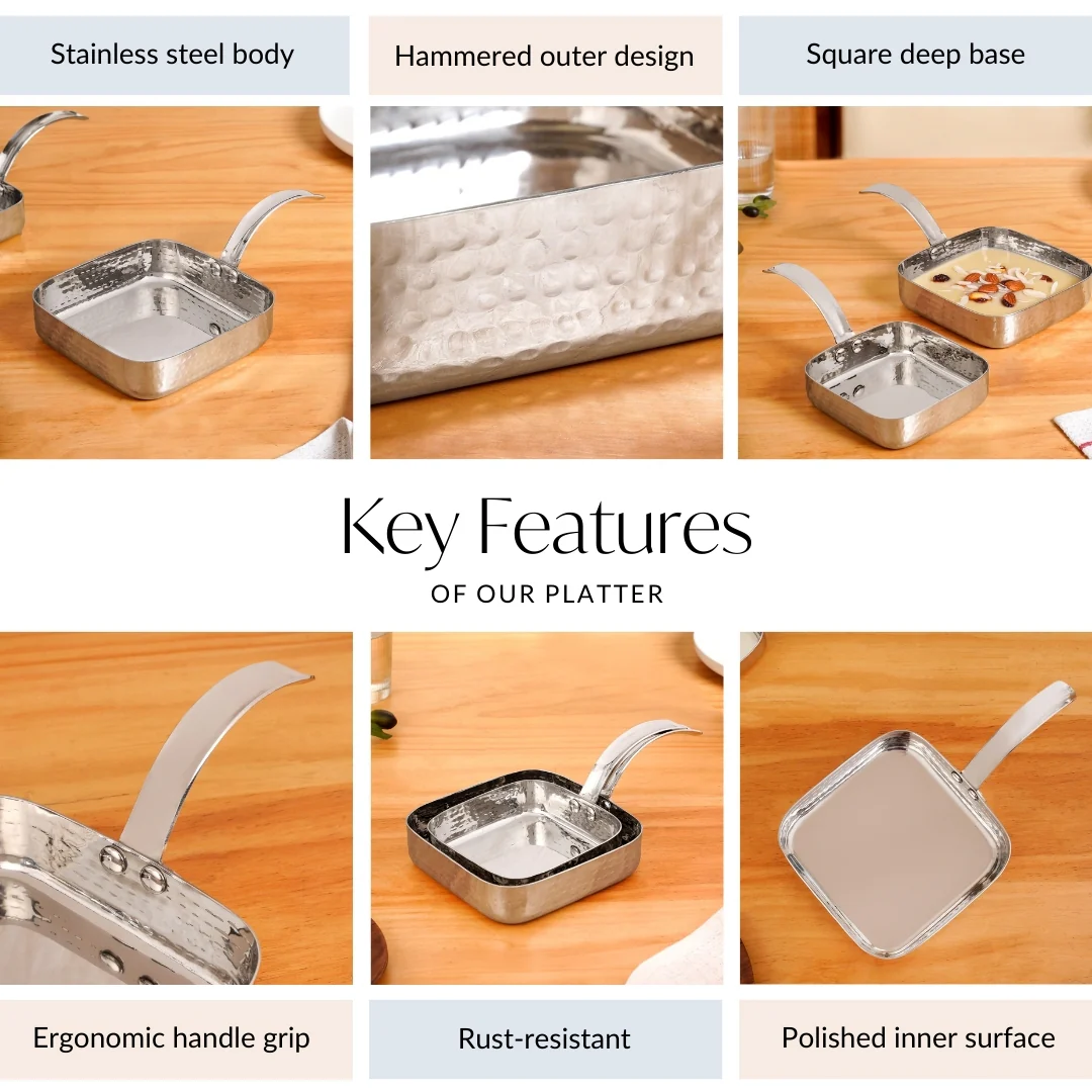 Multipurpose Hammered Stainless Steel Serving Pan Set Of 2 - Image 6