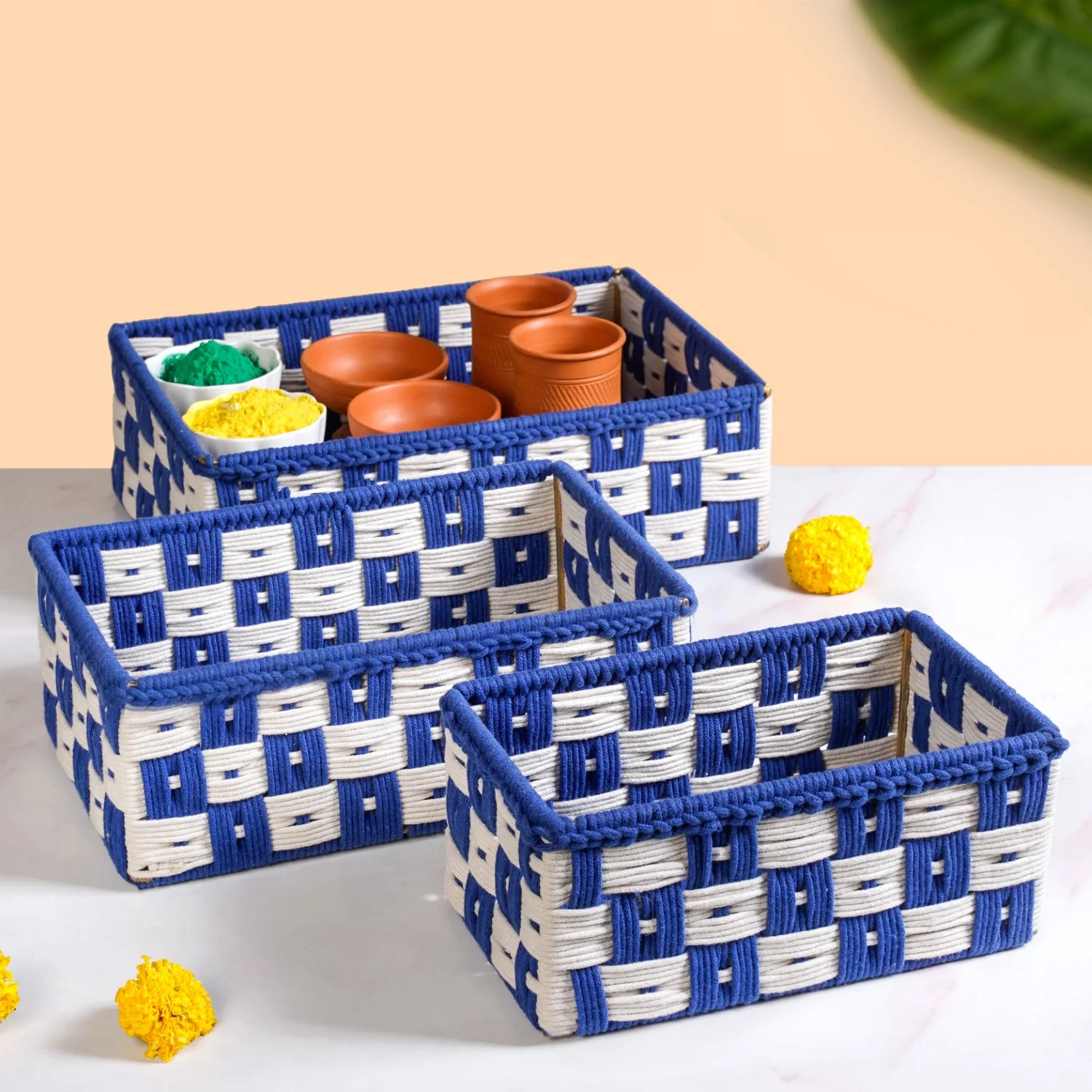 Multipurpose Storage Basket Set Of 3 Royal Blue - Image 2