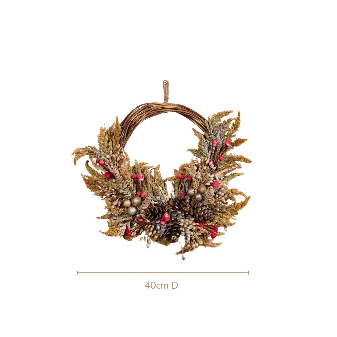 Natural Dried Flowers Rustic Red Wreath - Image 3