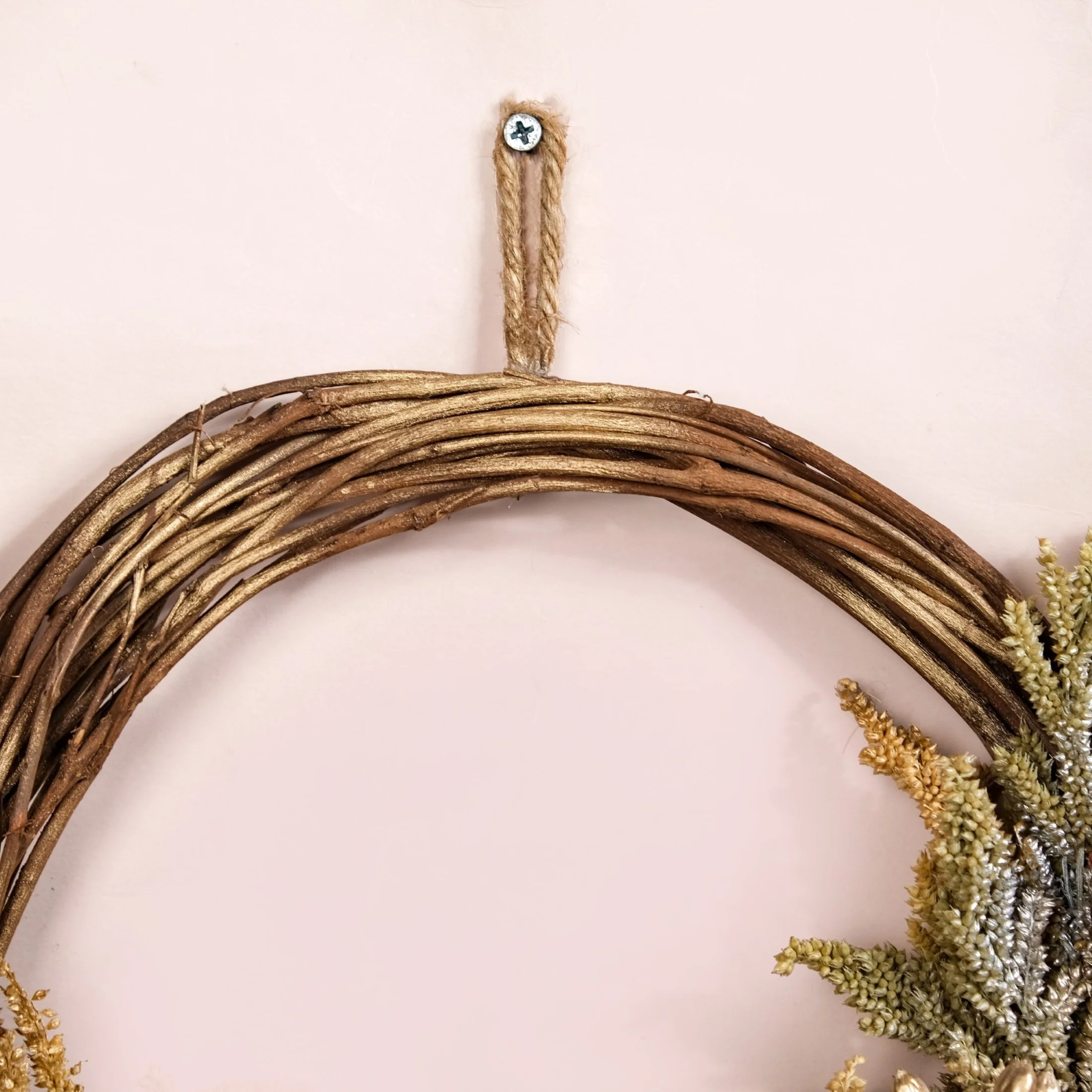 Natural Dried Flowers Rustic Red Wreath - Image 5