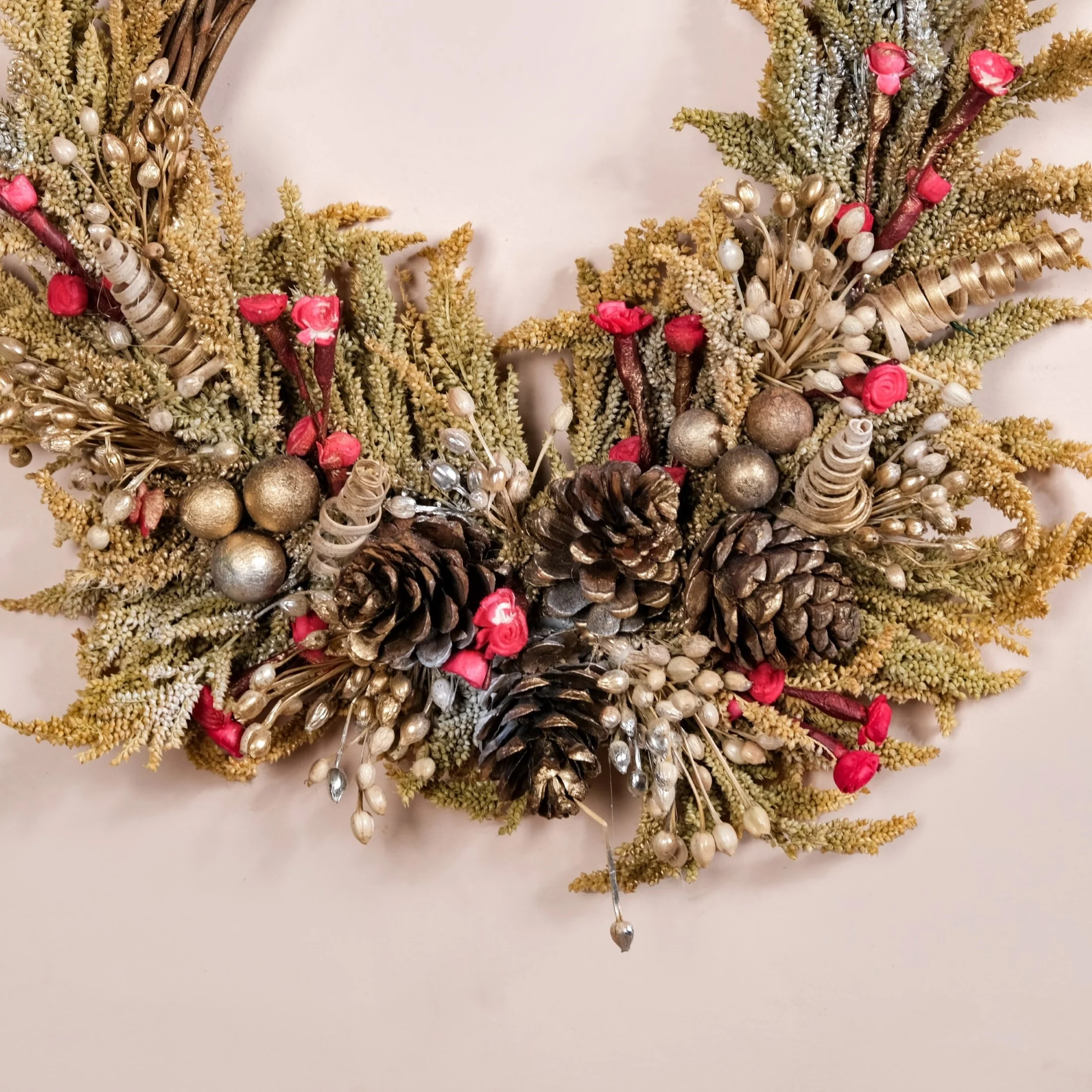 Natural Dried Flowers Rustic Red Wreath - Image 6