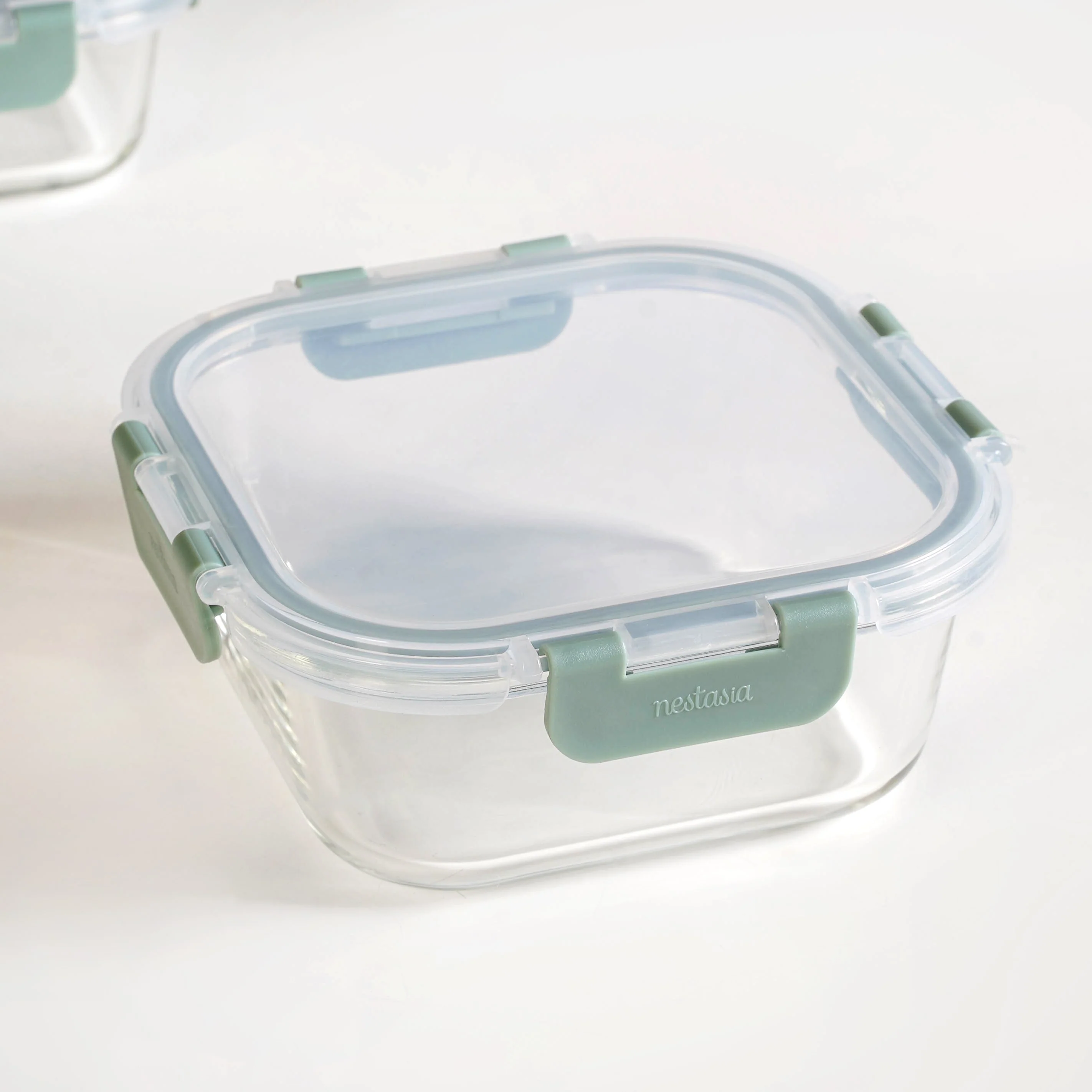 Nestro Airtight Clip Lock Containers Set Of 3 Square Sage Green 300ml 500ml 800ml - Image 8