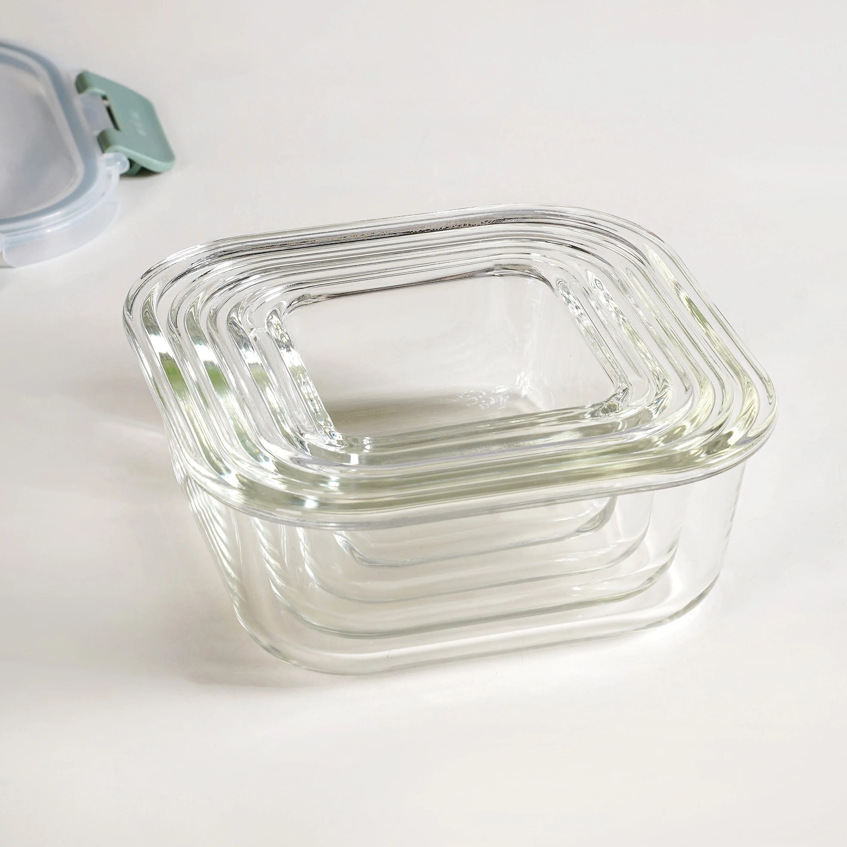 Nestro Airtight Clip Lock Containers Set Of 4 Square Sage Green 160ml 300ml 500ml 800ml - Image 8