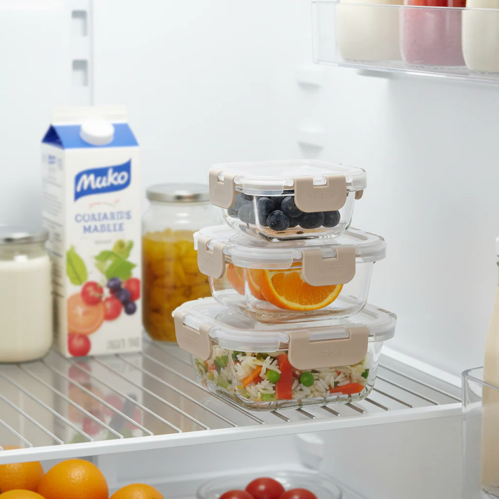 Nestro Airtight Containers Set Of 3 Square Beige 160ml 300ml 500ml - Image 10