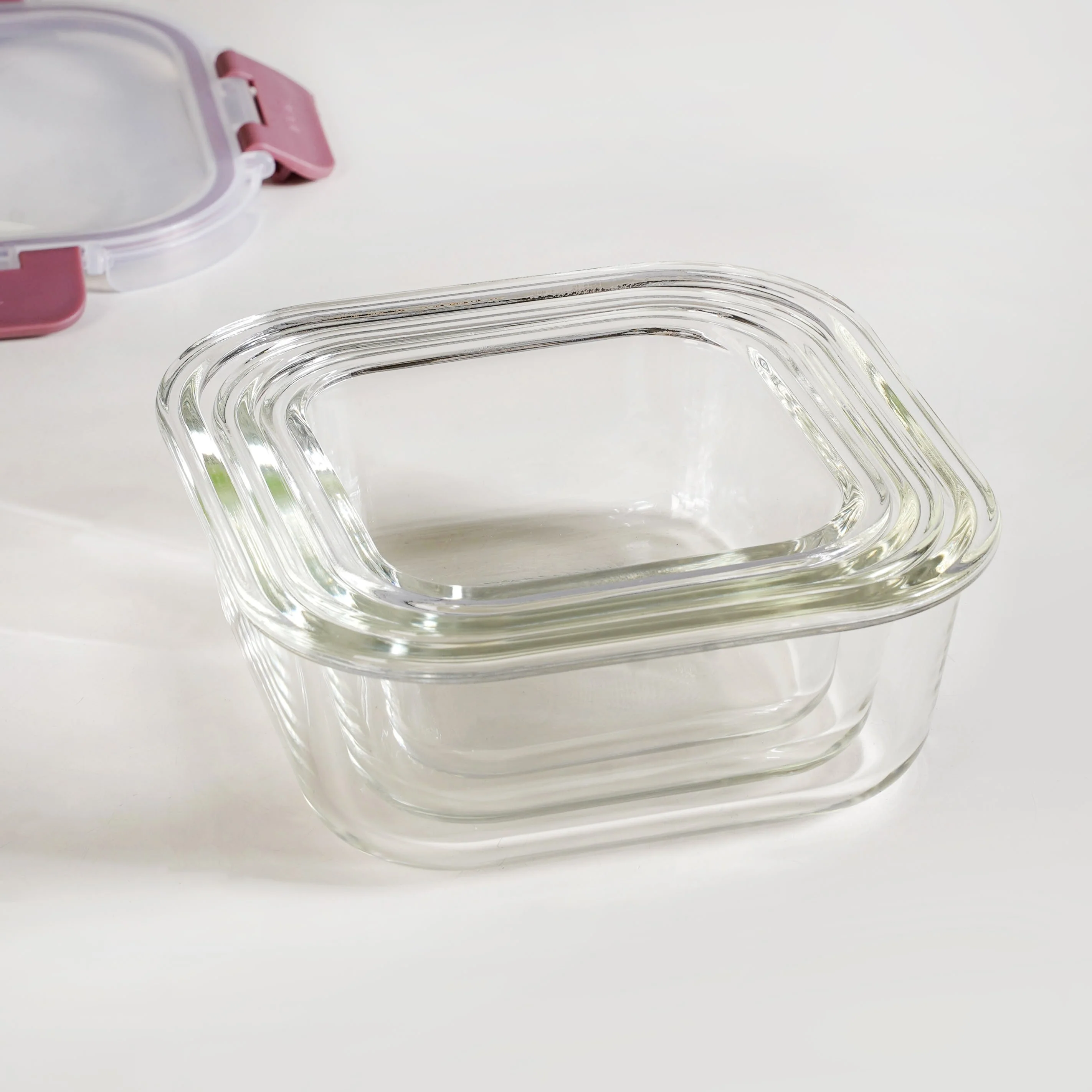 Nestro Containers With Lid Square Set Of 3 Dusty Pink 300ml 500ml 800ml - Image 7