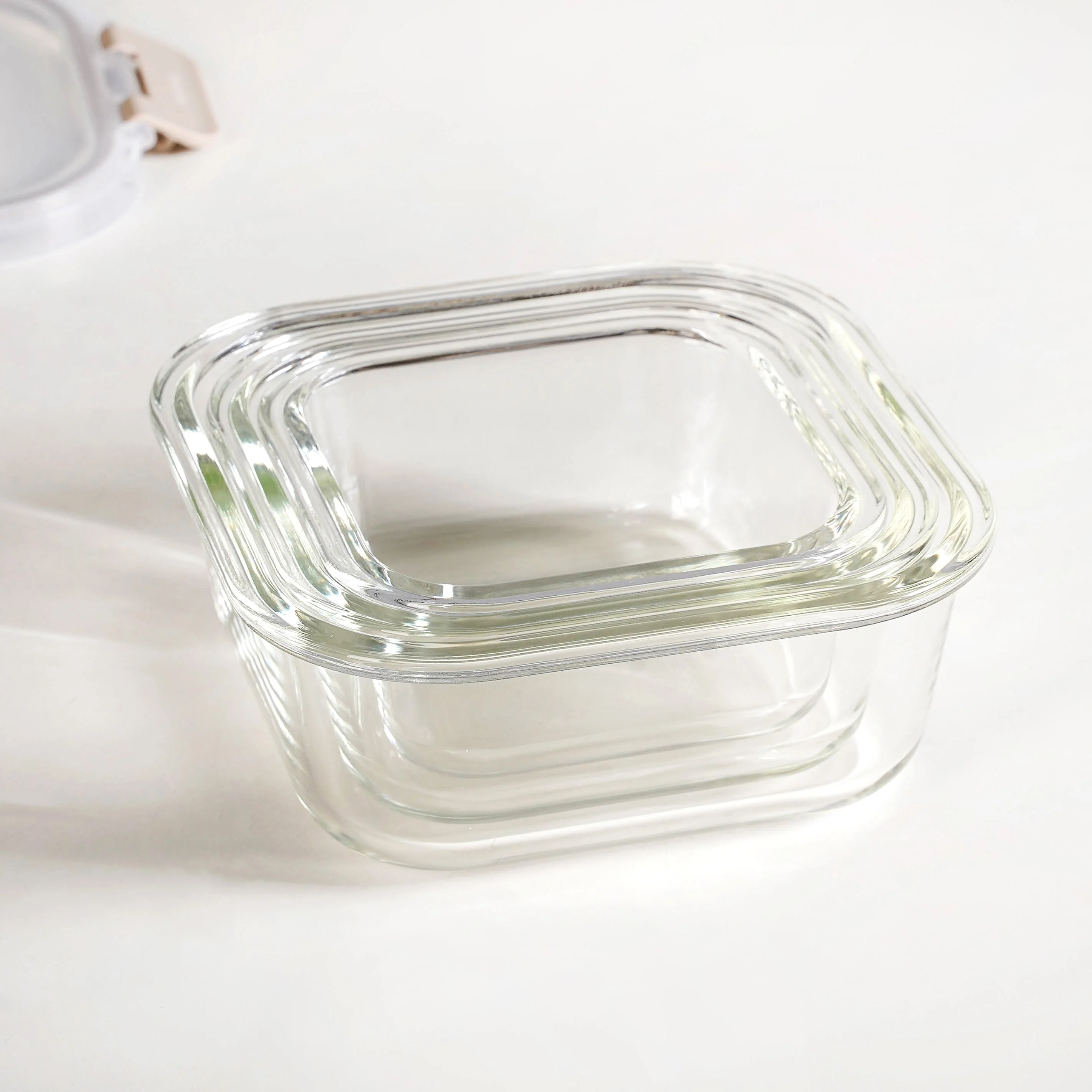 Nestro Lock Airtight Containers Set Of 3 Square Beige 300ml 500ml 800ml - Image 7