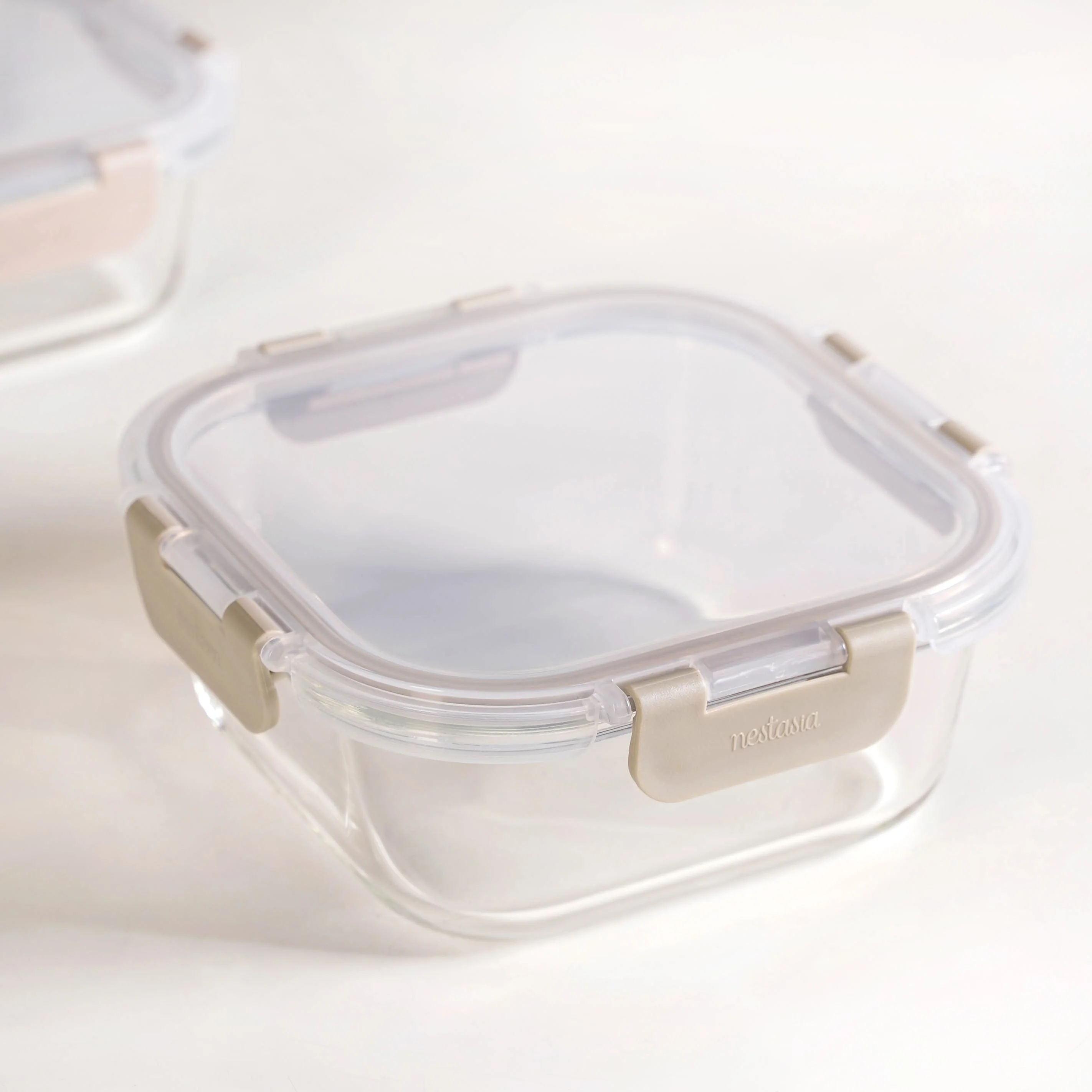 Nestro Lock Airtight Containers Set Of 3 Square Beige 300ml 500ml 800ml - Image 8