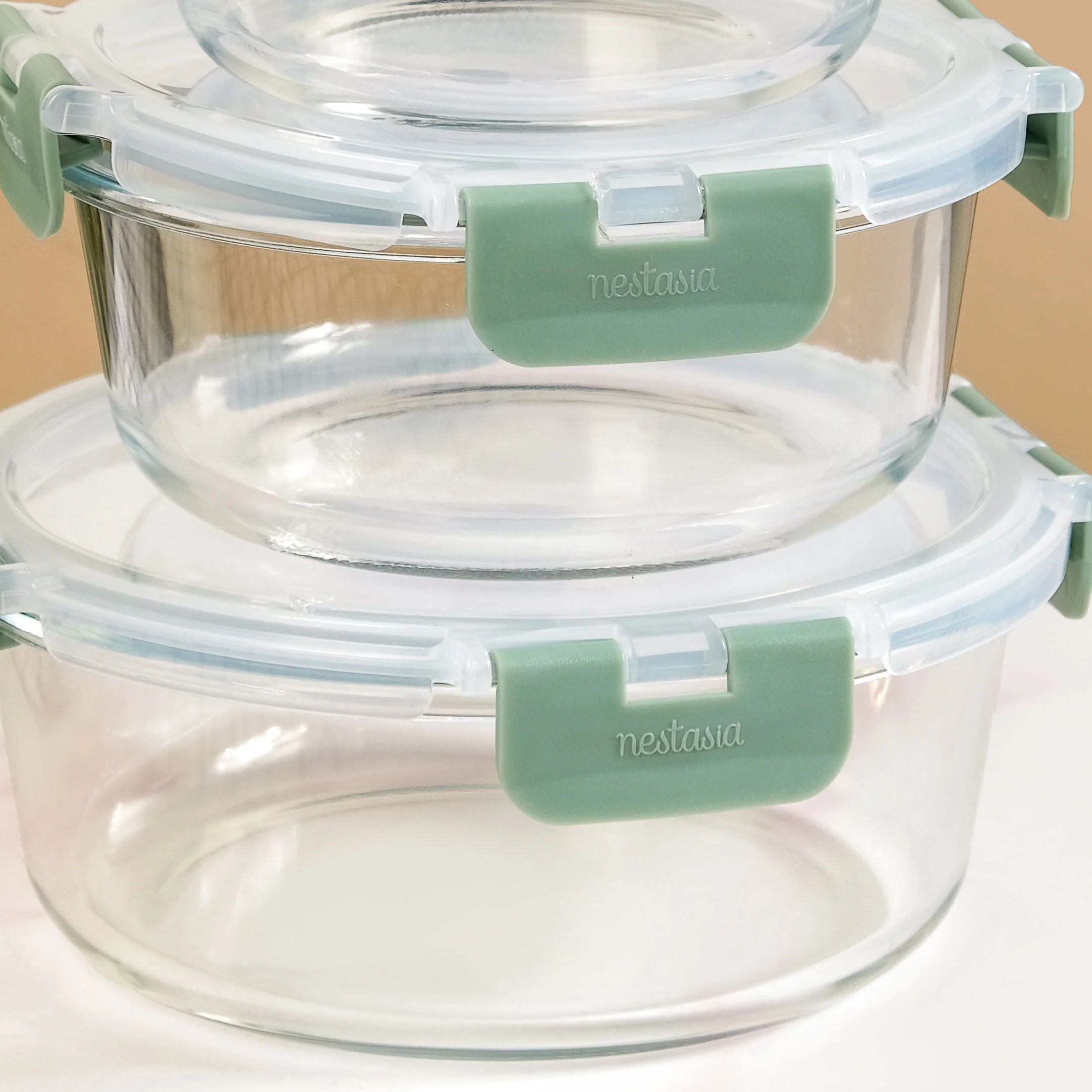 Nestro Pro Airtight Food Containers Set Of 3 Round Sage Green 215ml 400ml 600ml - Image 6