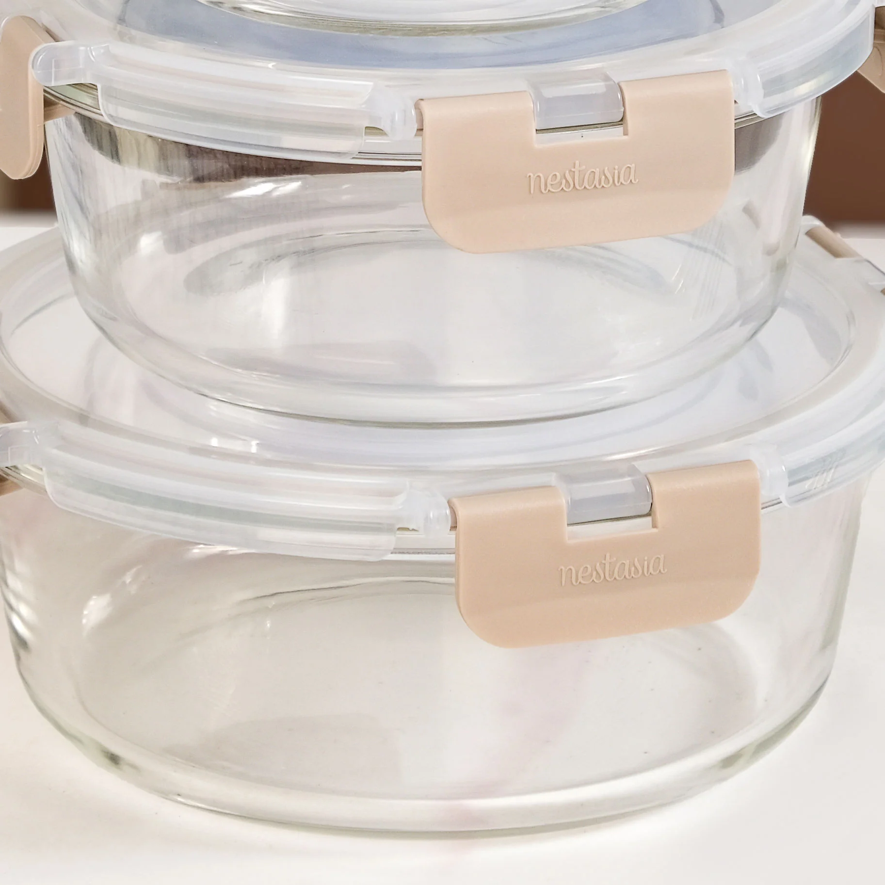 Nestro Pro Clip Lock Box Set Of 4 Round Beige 215ml 400ml 600ml 950ml - Image 6