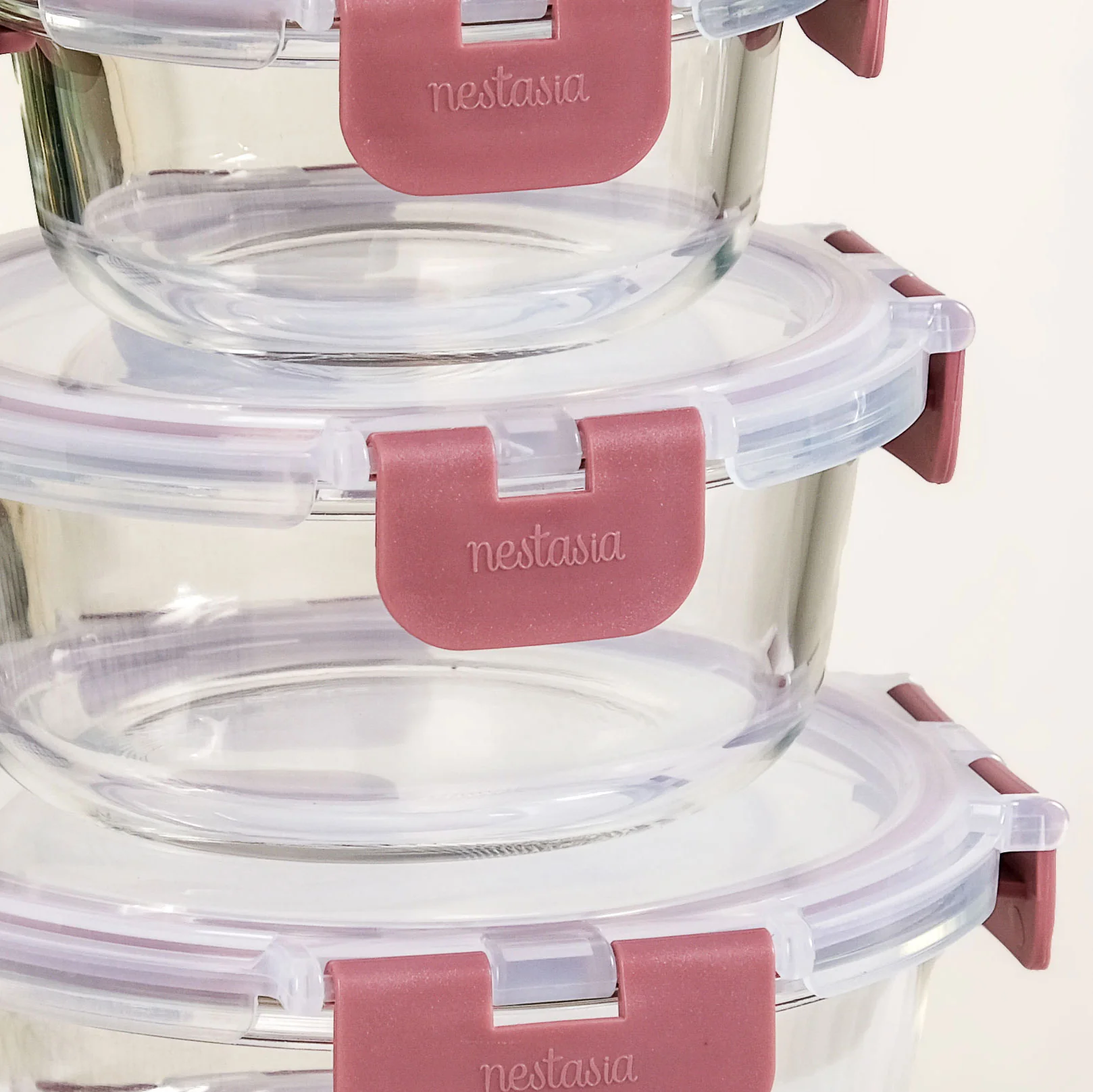 Nestro Pro Clip Lock Food Containers Set Of 4 Round Magenta 215ml 400ml 600ml 950ml - Image 6