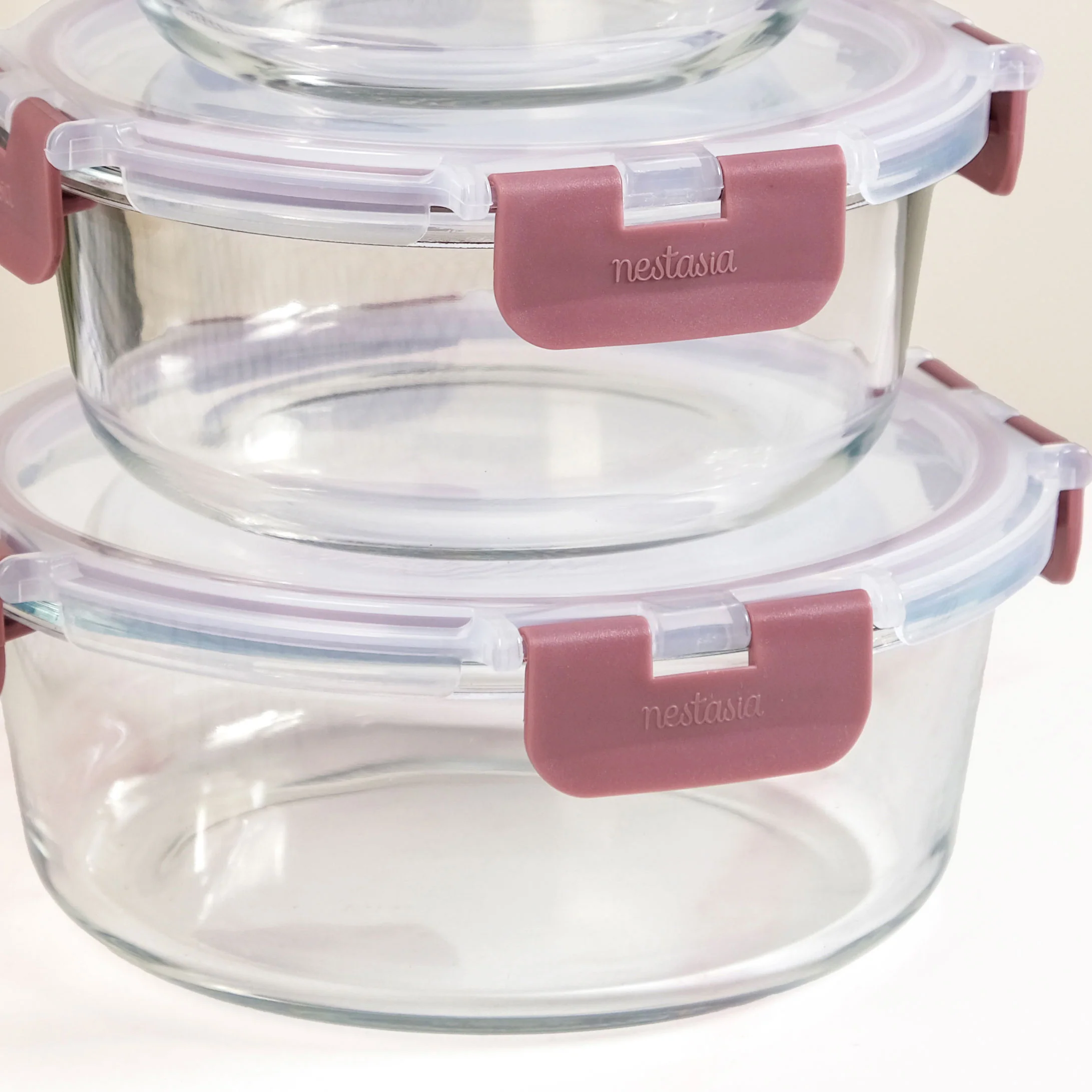 Nestro Pro Clip Lock Leakproof Containers Set Of 3 Round Magenta 400ml 600ml 950ml - Image 6