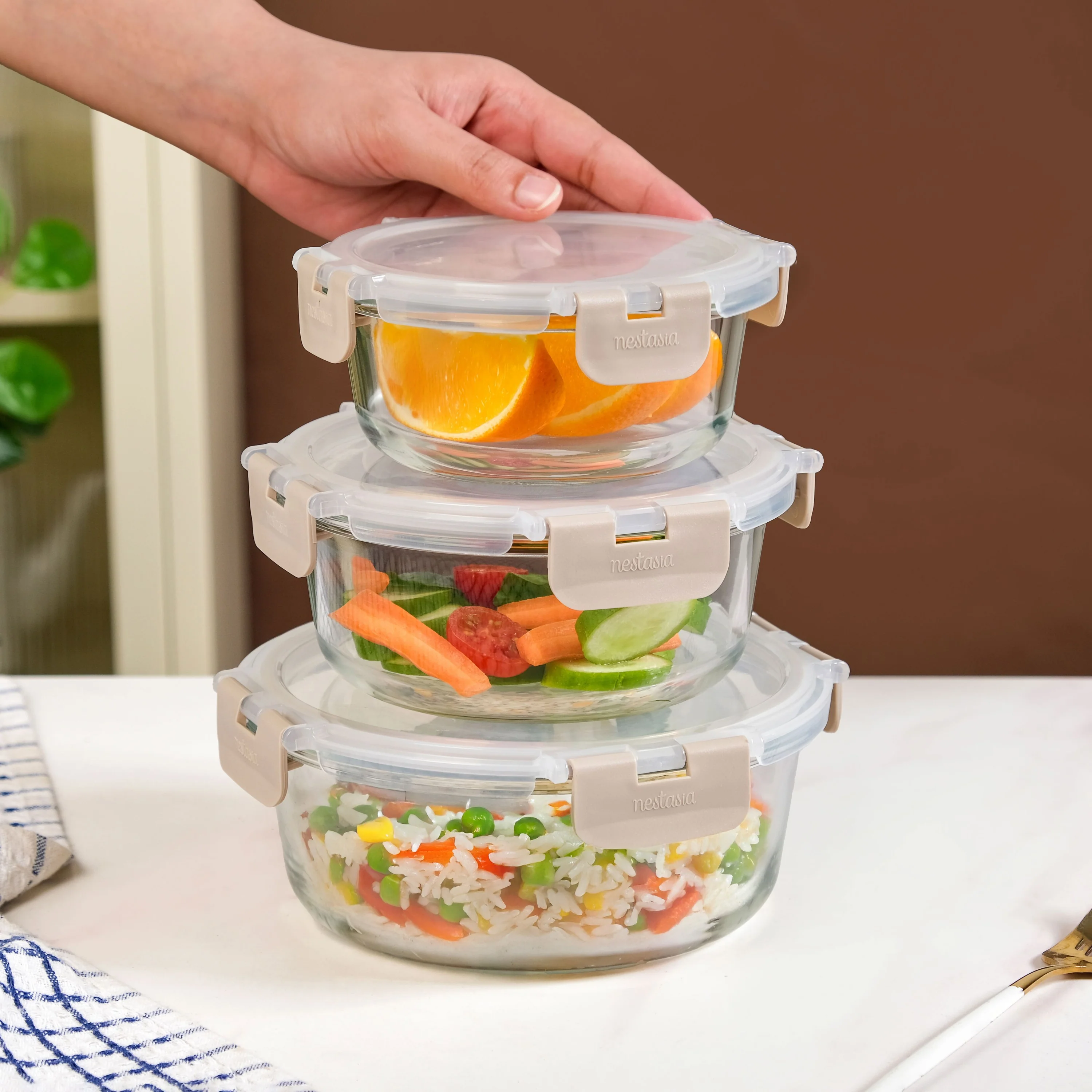 Nestro Pro Leakproof Food Containers Set Of 3 Round 400ml 600ml 950ml - Image 3