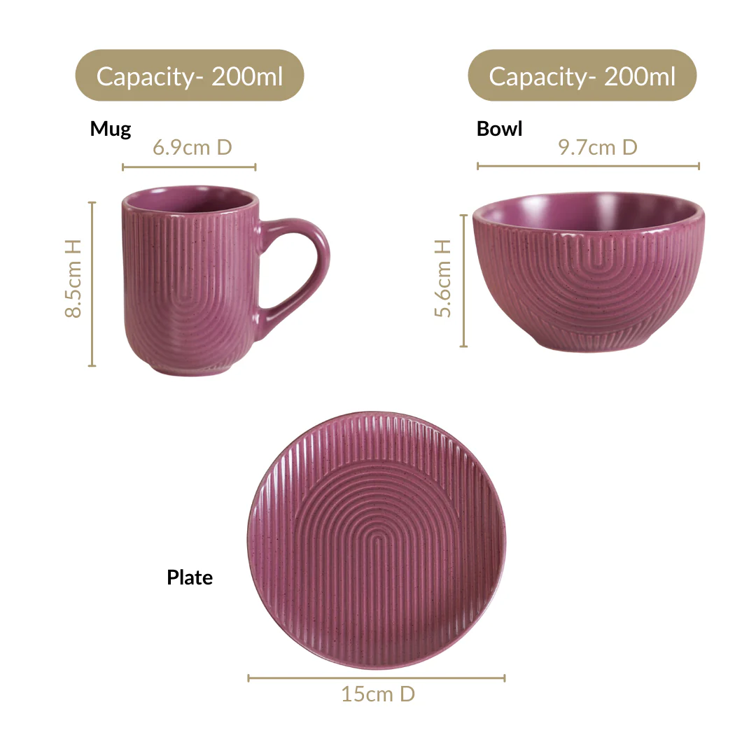 Nordic Ripple Ceramic Mug Bowl And Starter Plate Set Of 6 - Image 4
