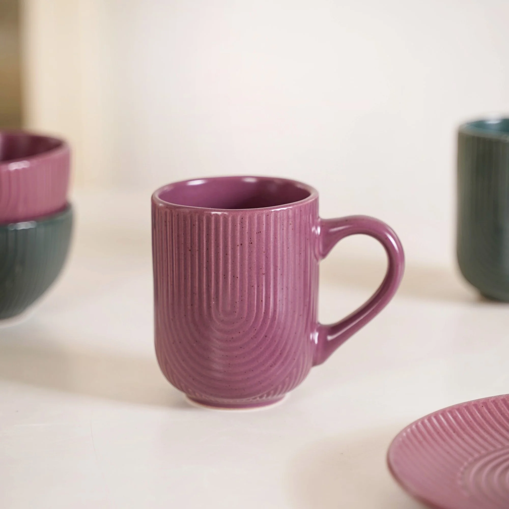 Nordic Ripple Ceramic Mug Bowl And Starter Plate Set Of 6 - Image 8
