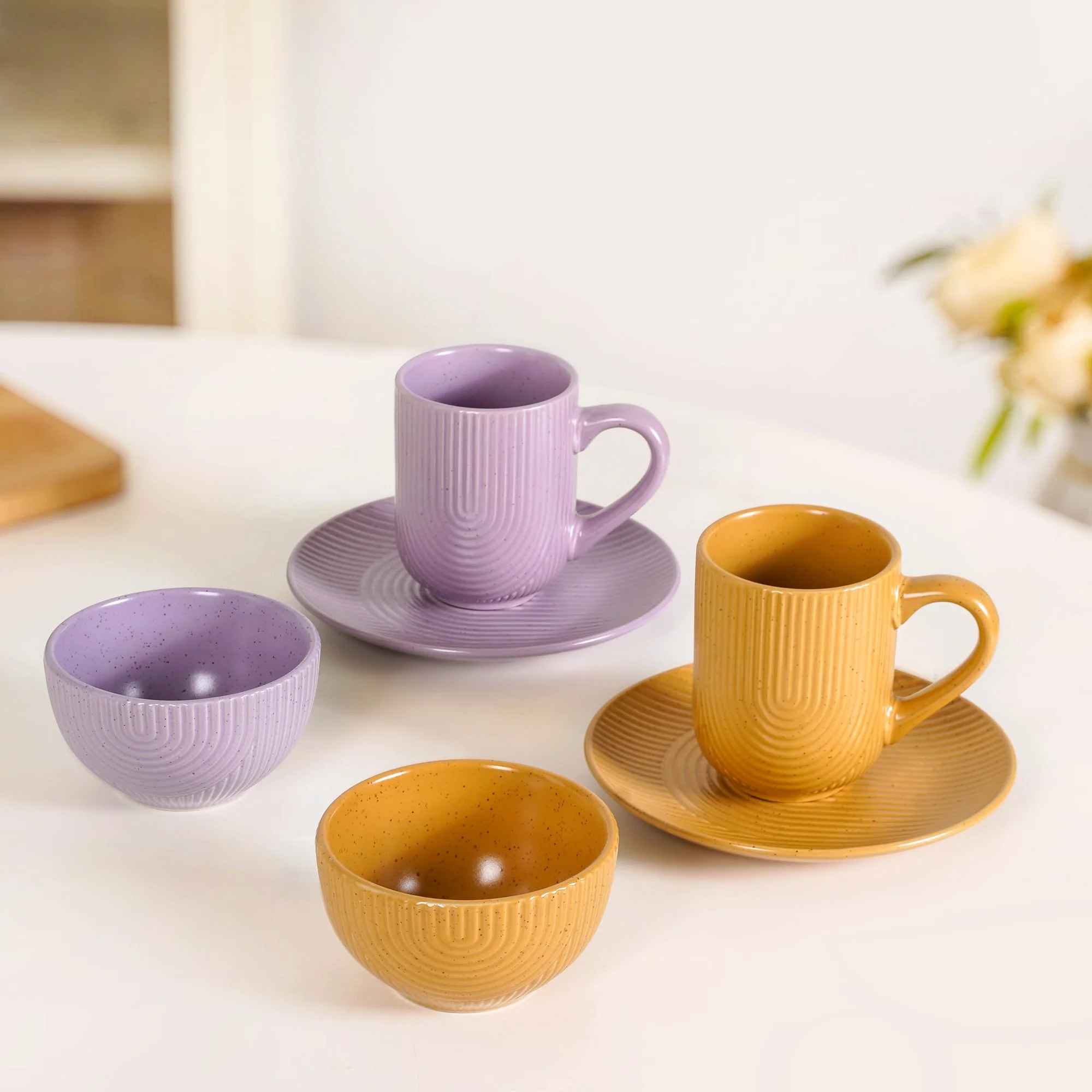 Nordic Ripple Ceramic Plate Bowl Mug Set Of 6 - Image 2