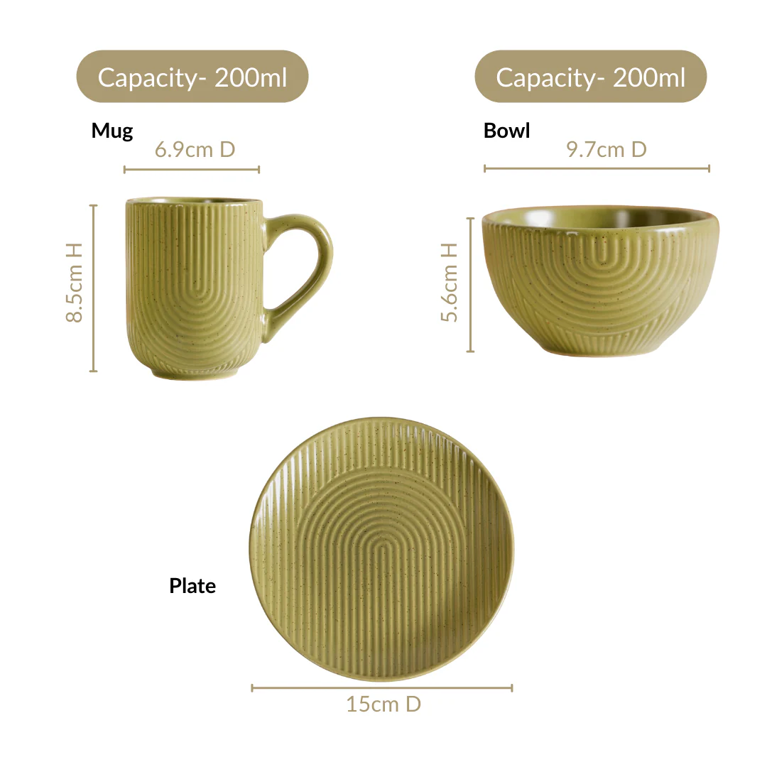Nordic Ripple Ceramic Snack Set Of 6 With Mugs Bowls Dessert Plates - Image 3
