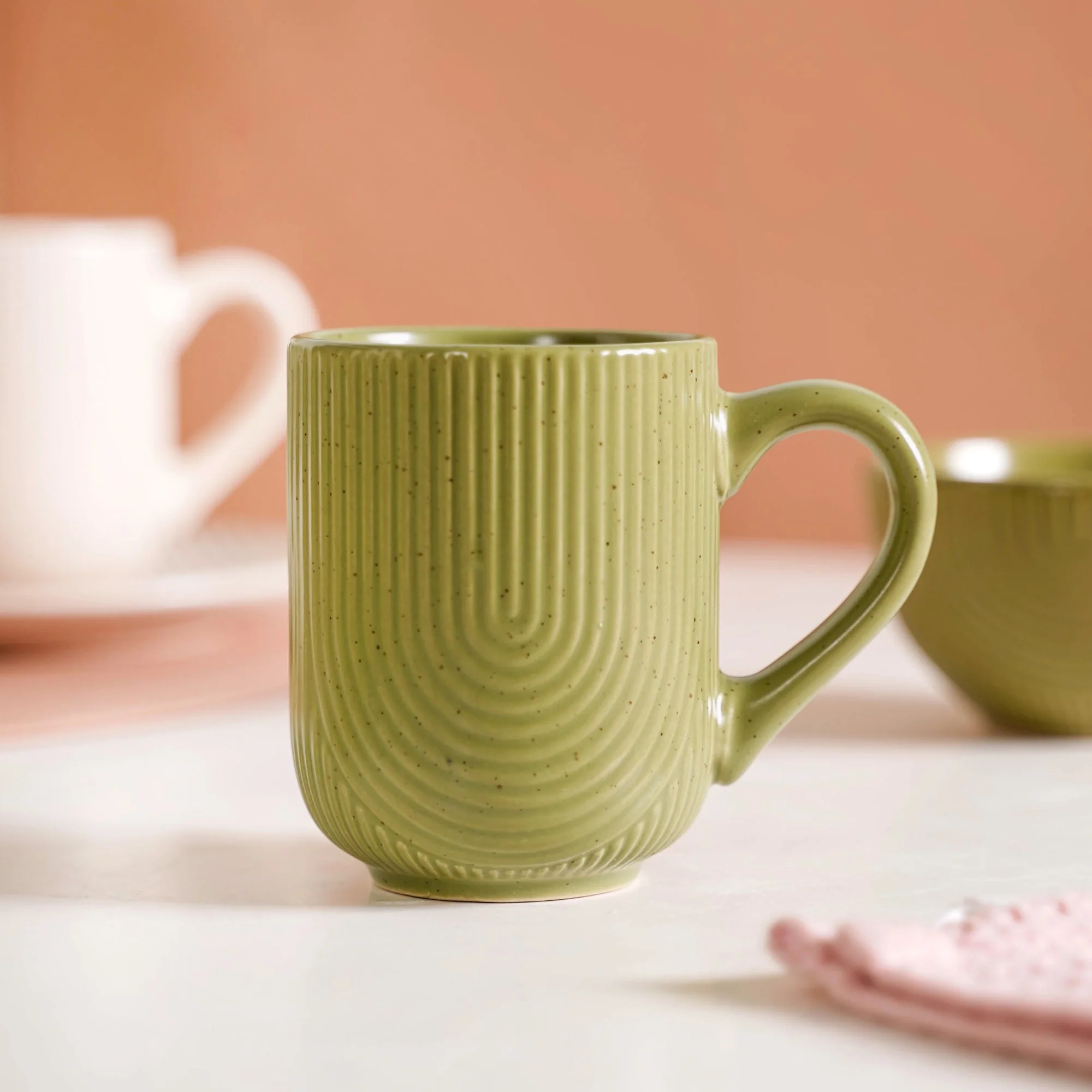 Nordic Ripple Ceramic Snack Set Of 6 With Mugs Bowls Dessert Plates - Image 5