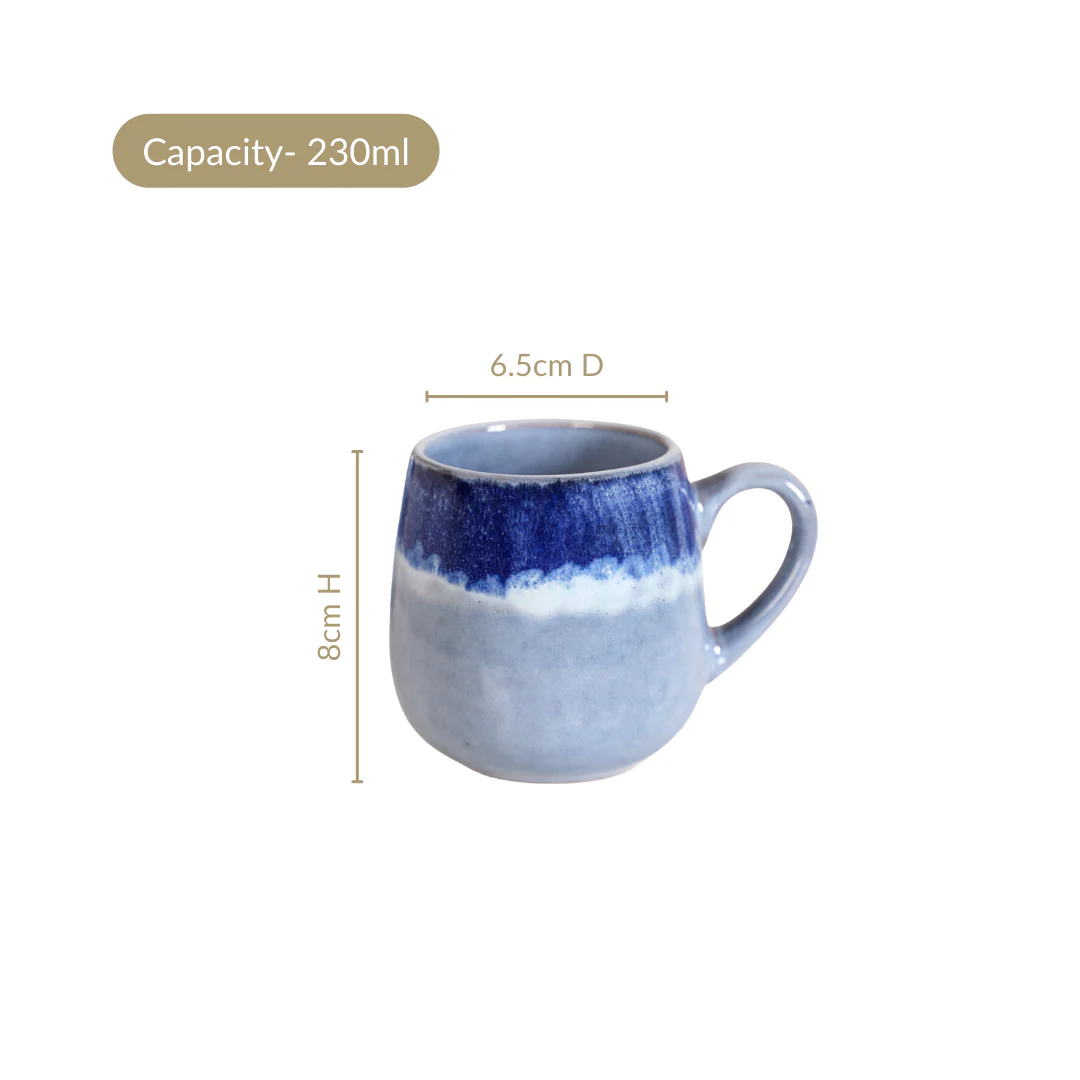 Ocean Ombre Blue Ceramic Coffee Mug Set Of 4 230ml - Image 4