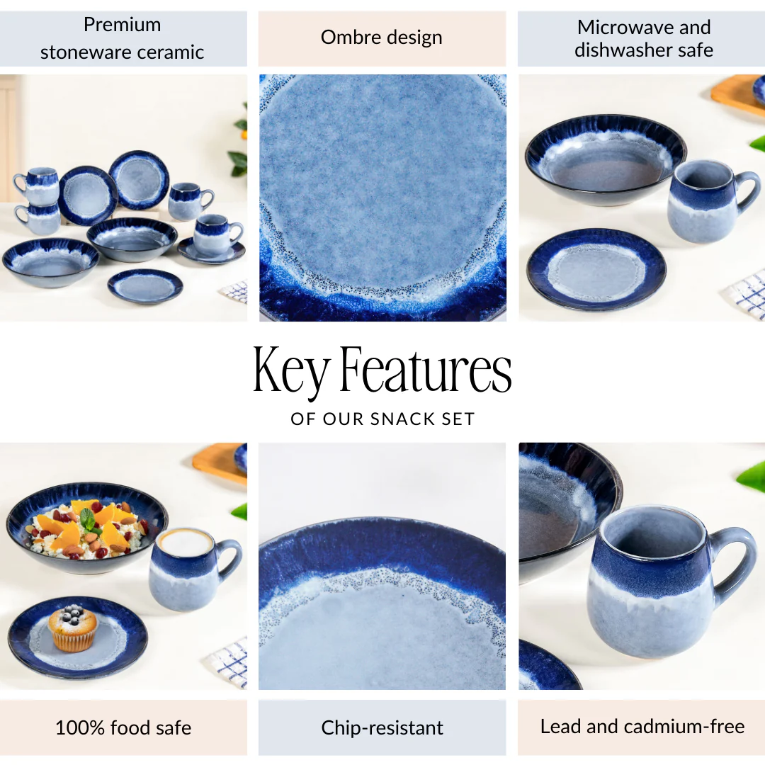 Ocean Ombre Snacks Desserts Set For 4 - Image 4