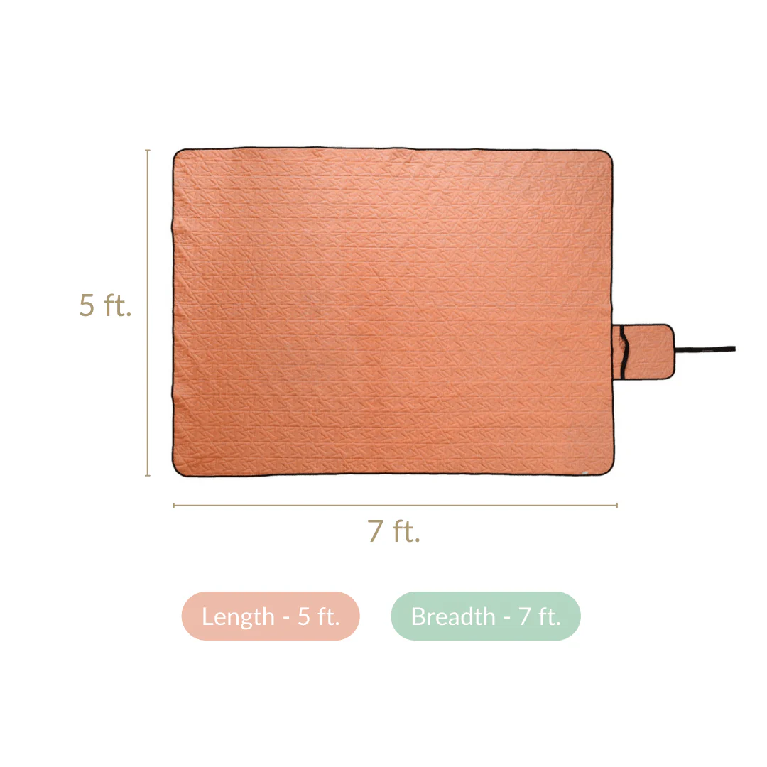 Orange Checks Quilted Picnic Mat 84x60 Inch - Image 4