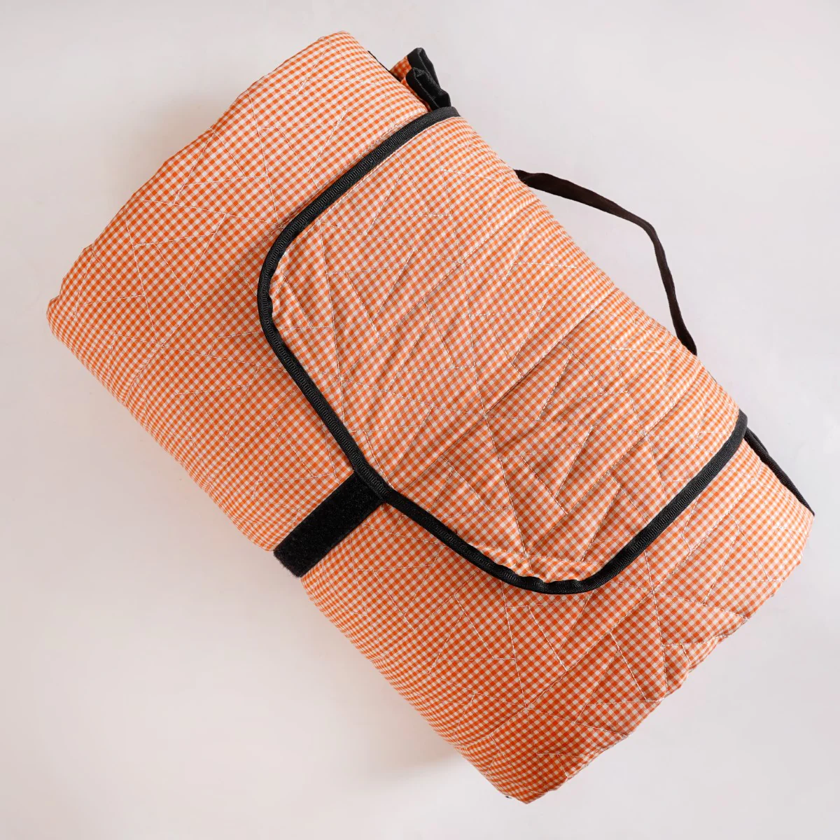 Orange Checks Quilted Picnic Mat 84x60 Inch - Image 7