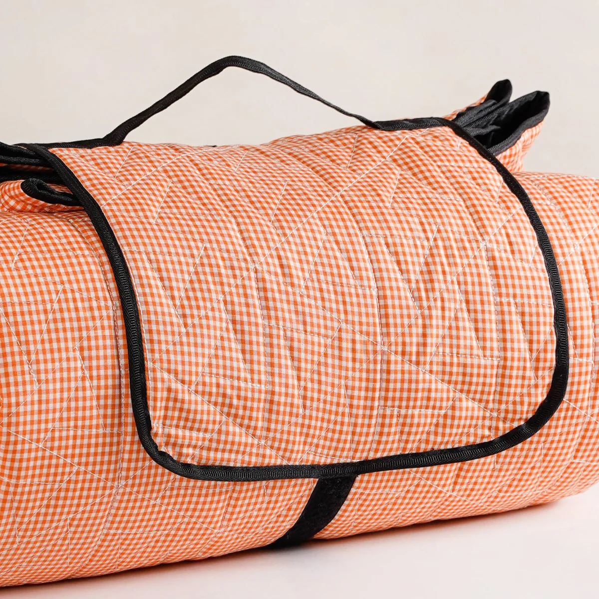 Orange Checks Quilted Picnic Mat 84x60 Inch - Image 8