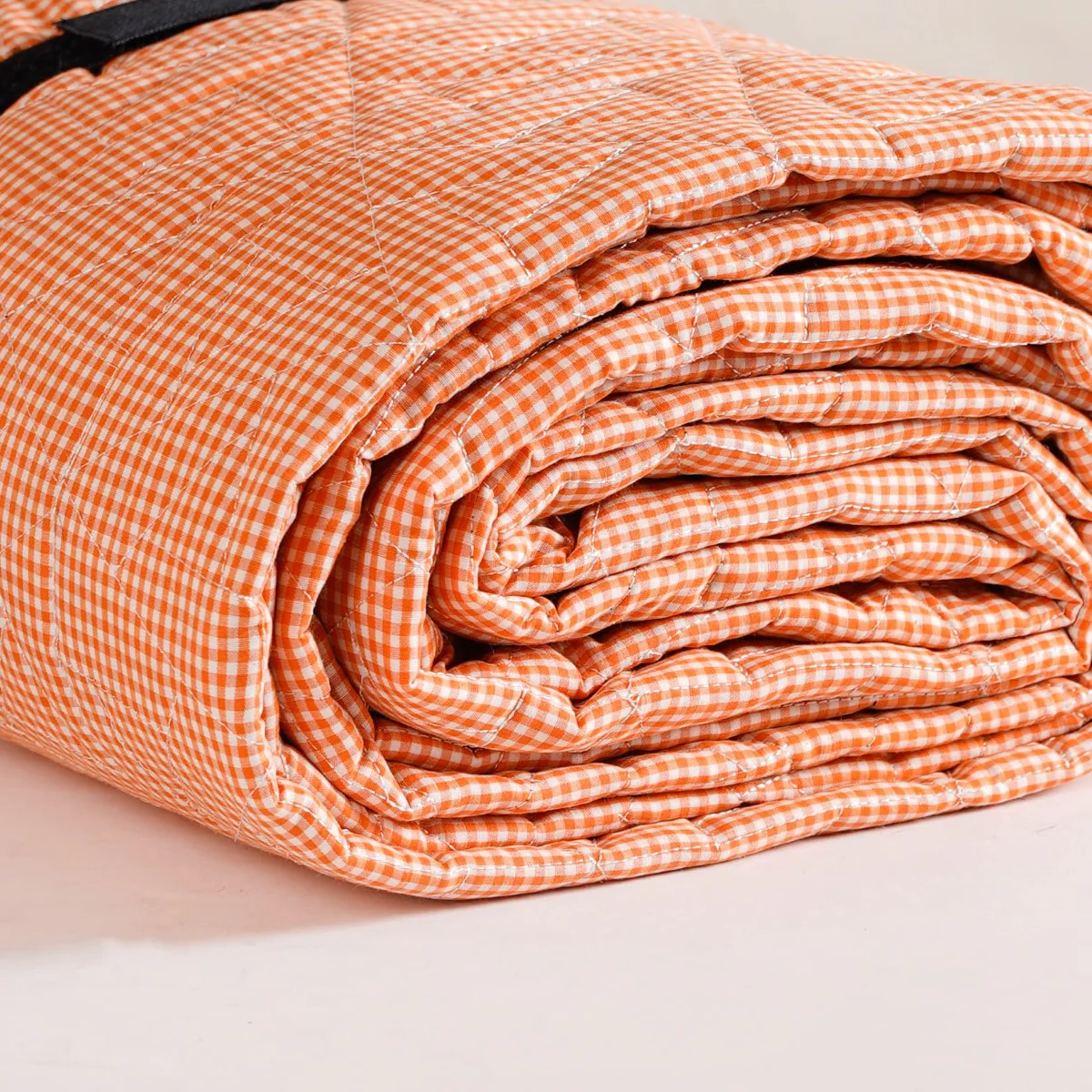 Orange Checks Quilted Picnic Mat 84x60 Inch - Image 9