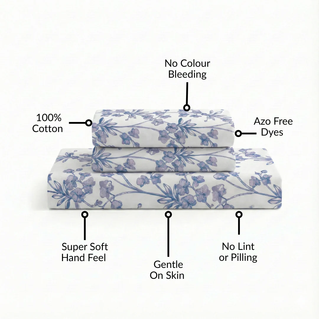 Orchid Whisper Pure Cotton King Size Bedding Set 275x275cm - Image 4