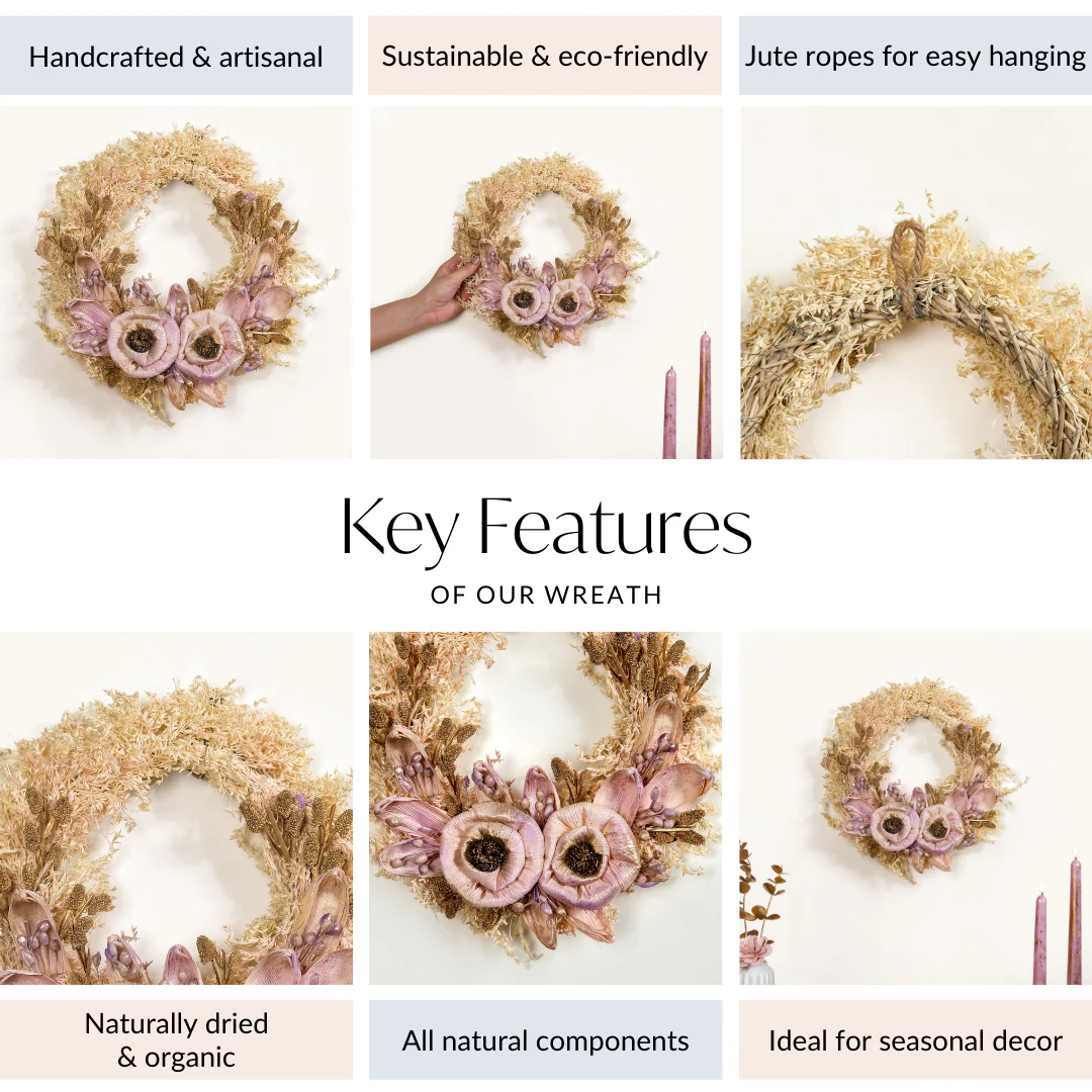 Organic Soft Rose Christmas Wreath - Image 5