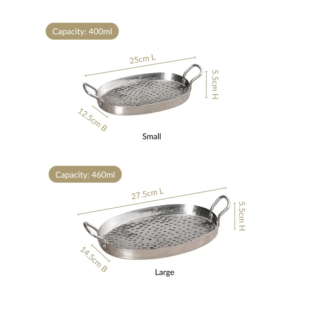 Oval Hammered Stainless Steel Serveware Set Of 2 - Image 4