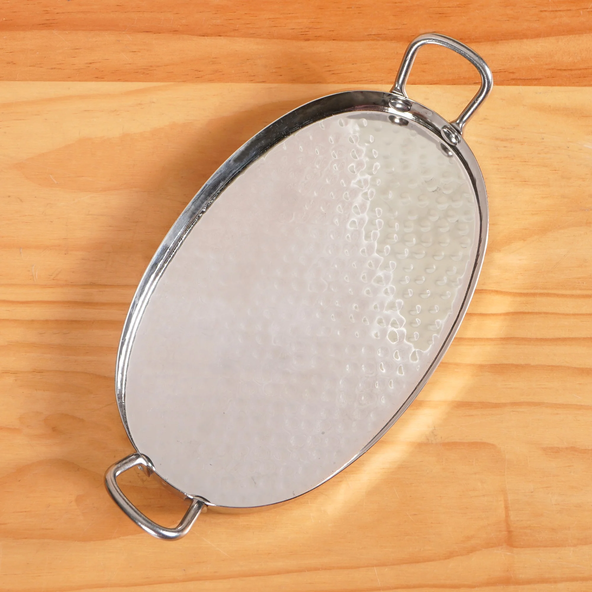 Oval Hammered Stainless Steel Serveware Set Of 2 - Image 9