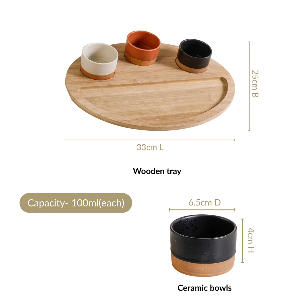 Oval Serving Tray With Bowls Set Of 4 33x25cm - Image 4