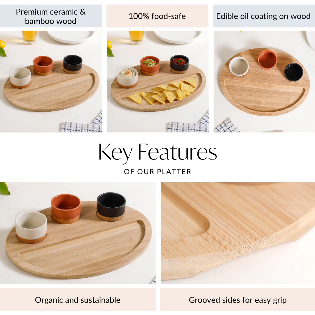 Oval Serving Tray With Bowls Set Of 4 33x25cm - Image 5