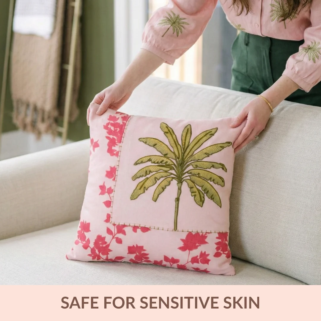 Palm And Charm Embroidered Cotton Cushion Cover 40x40cm - Image 2