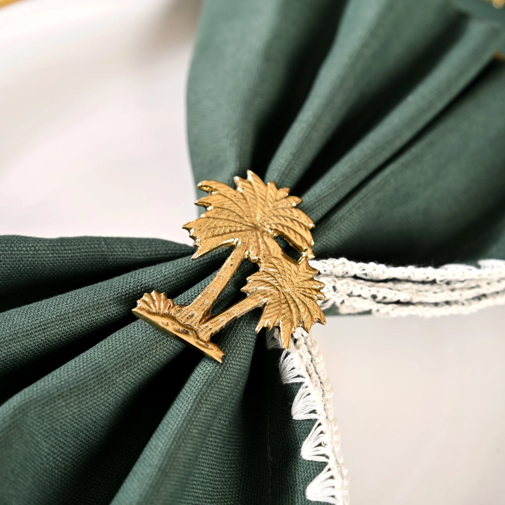 Palm Tree Pure Brass Napkin Ring Set Of 6 - Image 5