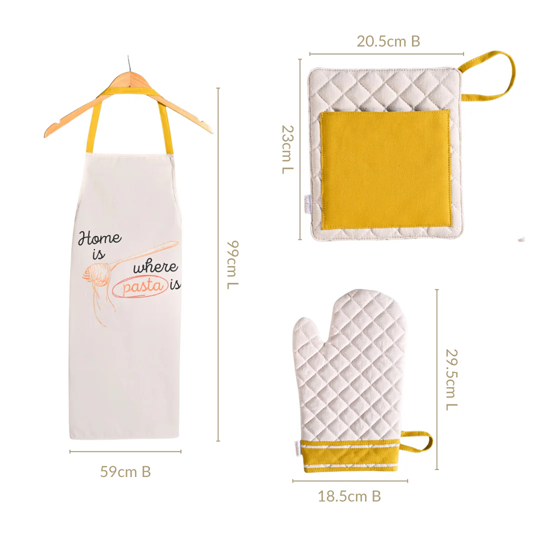 Pasta Lover Apron Mitten Pot Holder Set Of 3 - Image 3