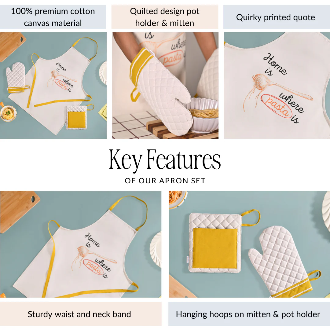 Pasta Lover Apron Mitten Pot Holder Set Of 3 - Image 4