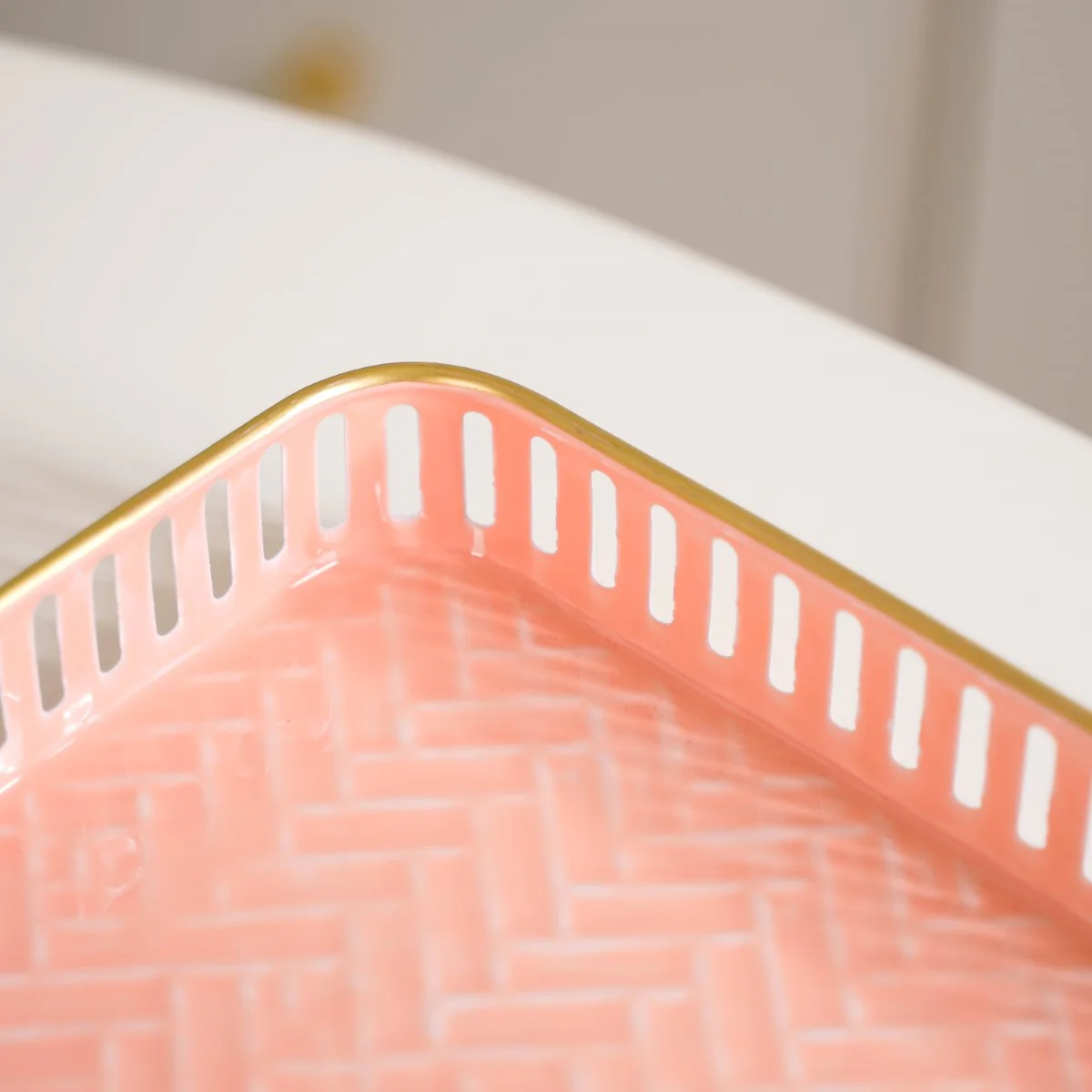 Pastel Herringbone Pattern Metal Tray Set Of 3 - Image 15