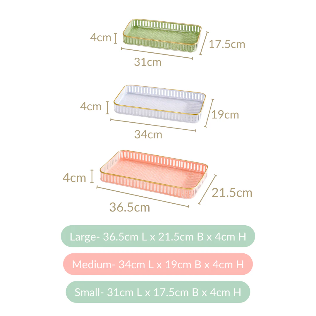 Pastel Herringbone Pattern Metal Tray Set Of 3 - Image 6