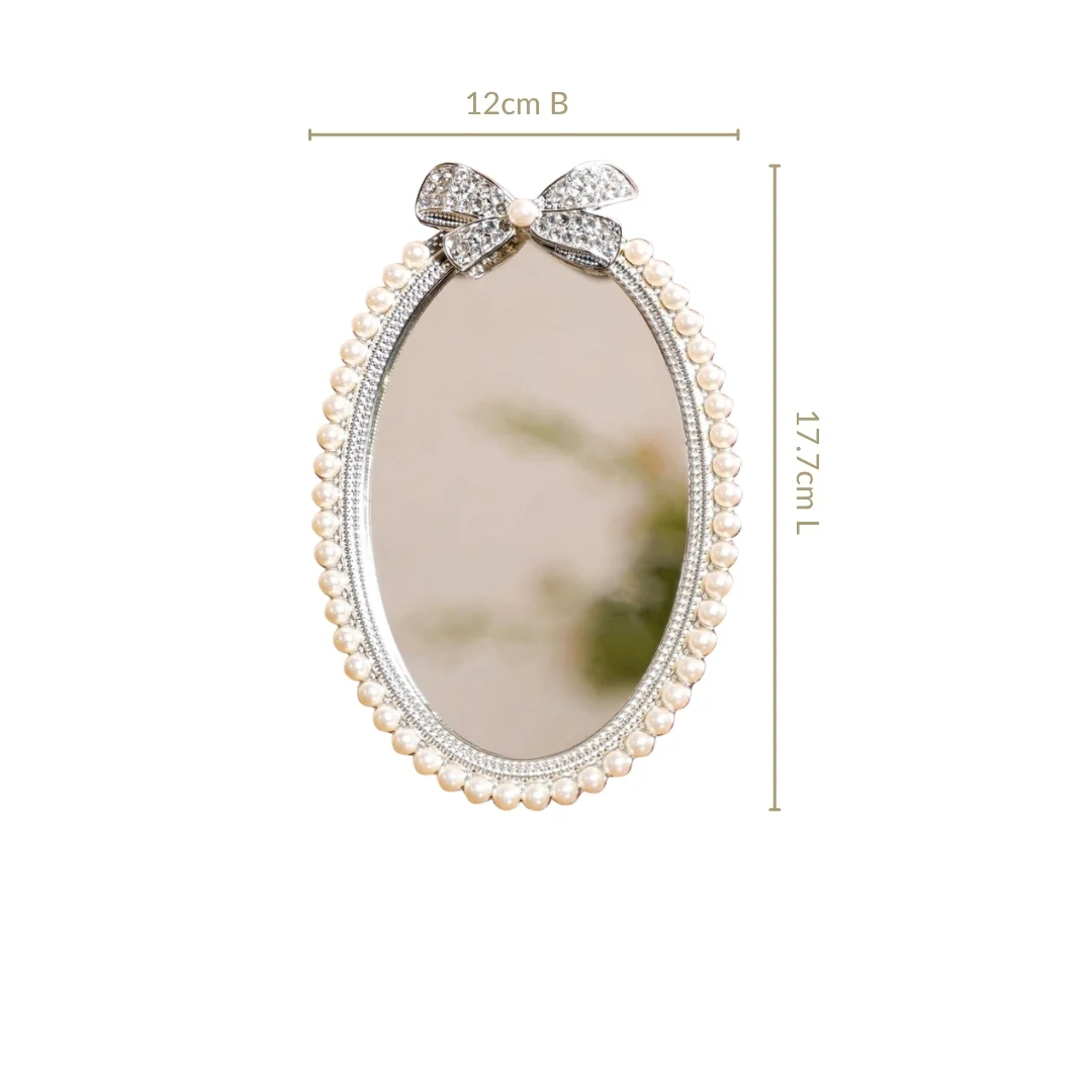 Pearl Mirror With Studded Bow Small 10x15cm - Image 3