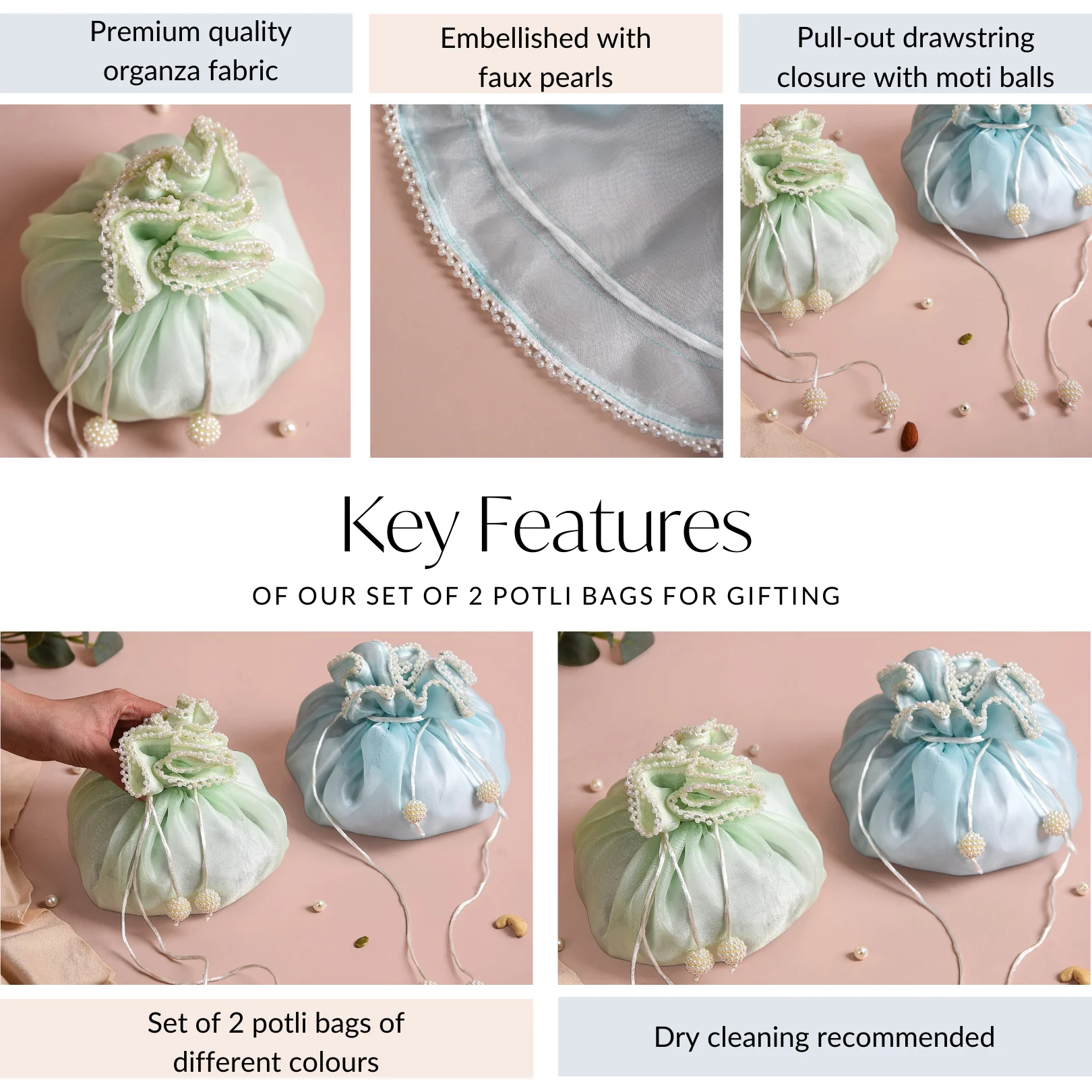 Pearl Potli Bags For Gifting Set Of 2 - Image 6