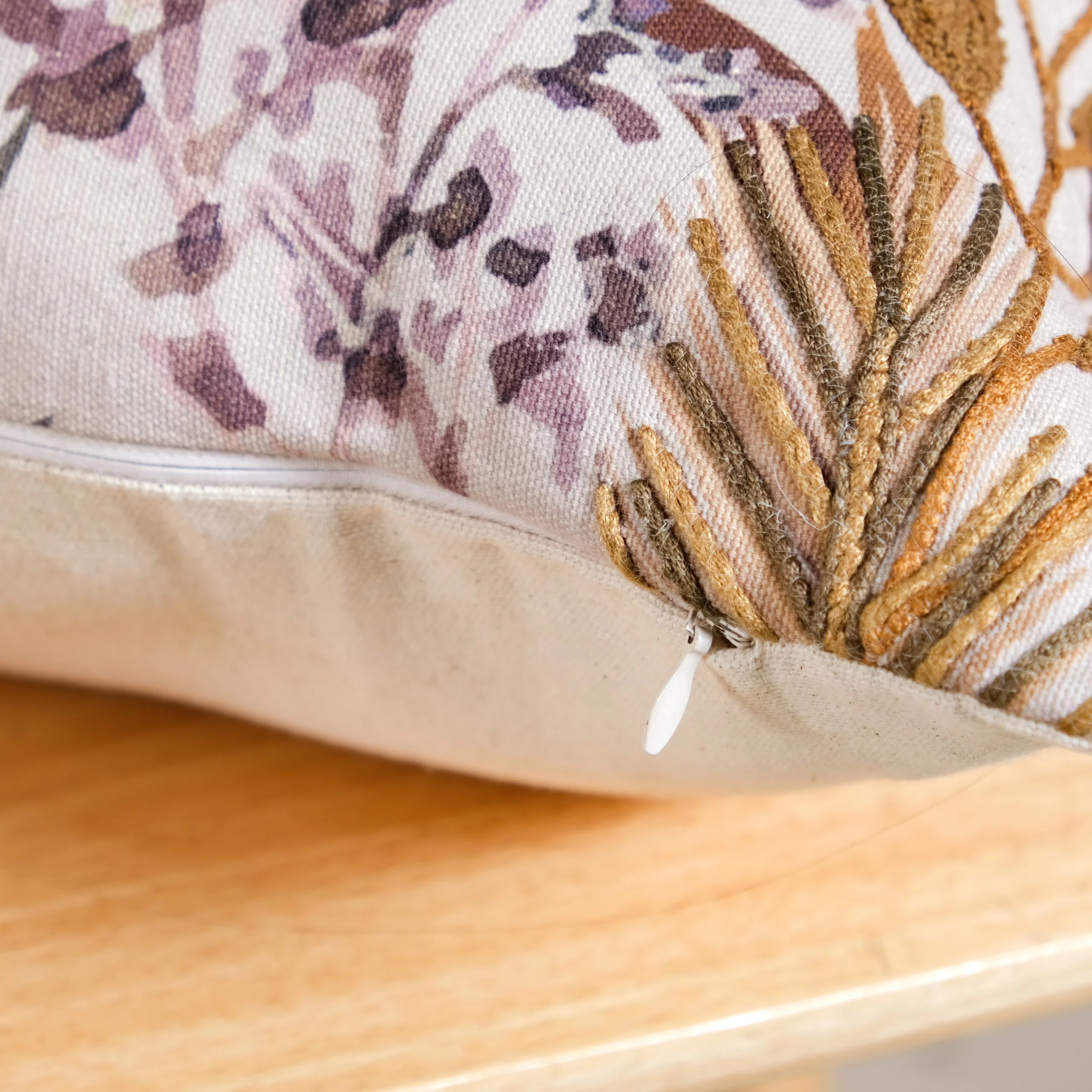Petal Embroidered Cotton Cushion Cover 50x30cm - Image 5