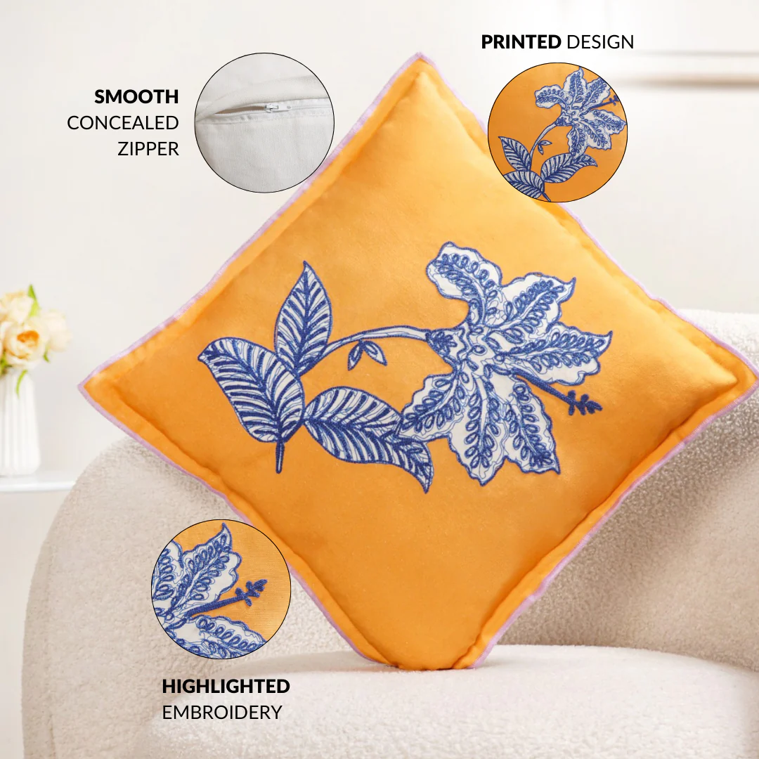 Bloom Era Petal Sketch Cotton Cushion Cover 43x43cm - Image 2
