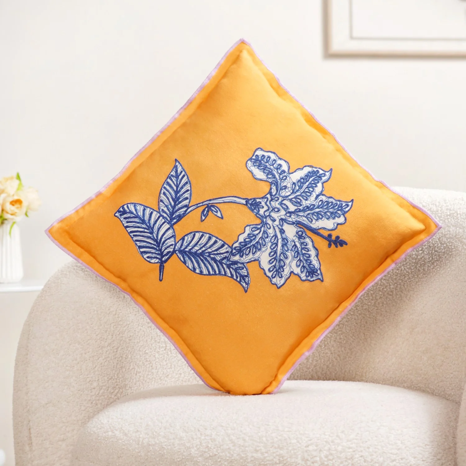 Bloom Era Petal Sketch Cotton Cushion Cover 43x43cm - Image 6