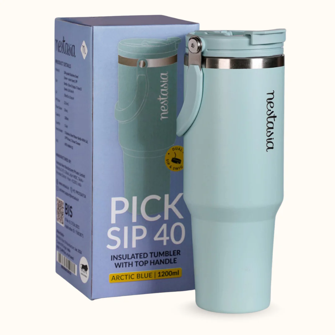 PickSip 40 Insulated Tumbler Bottle With Top Handle Arctic Blue 1200ml - Image 10