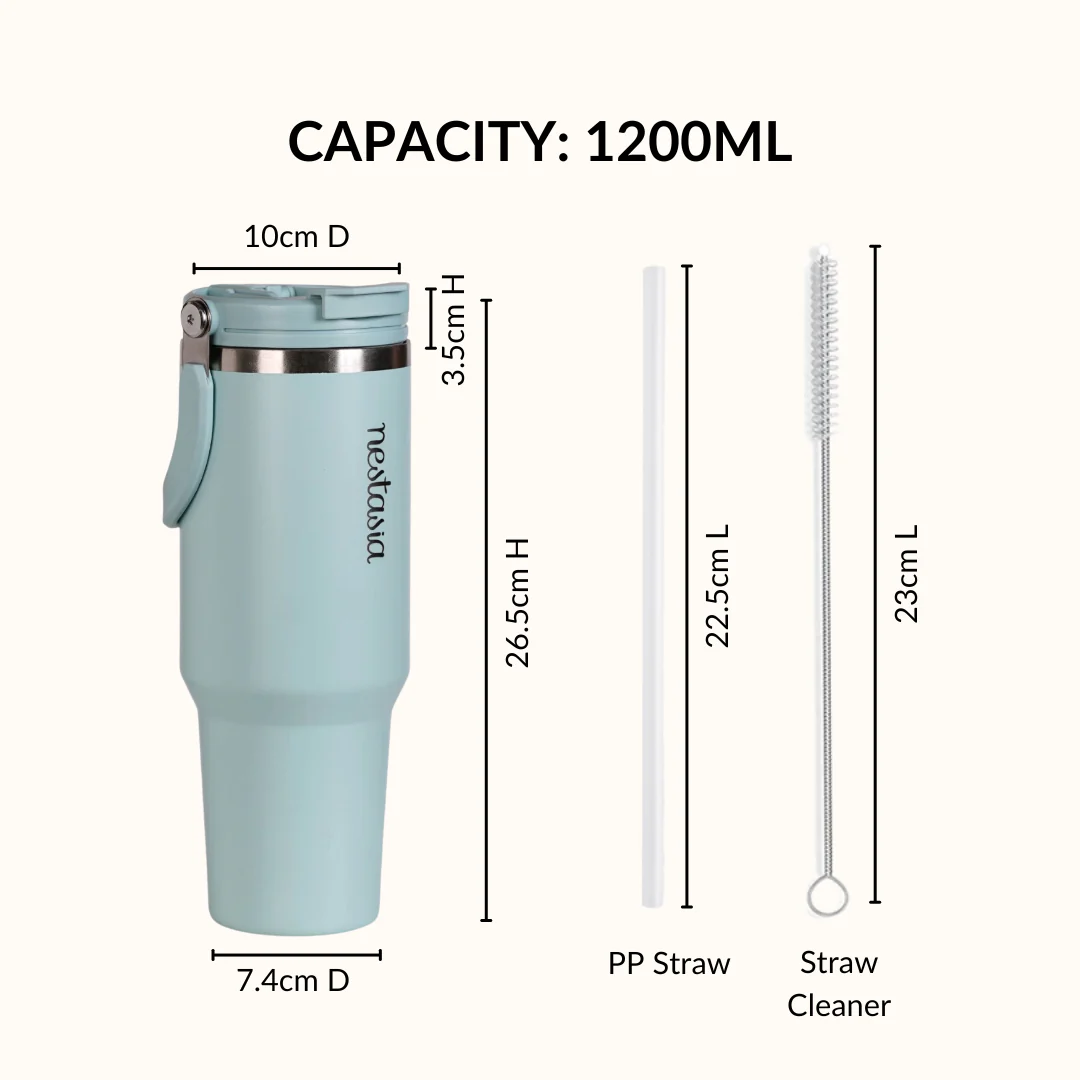 PickSip 40 Insulated Tumbler Bottle With Top Handle Arctic Blue 1200ml - Image 4