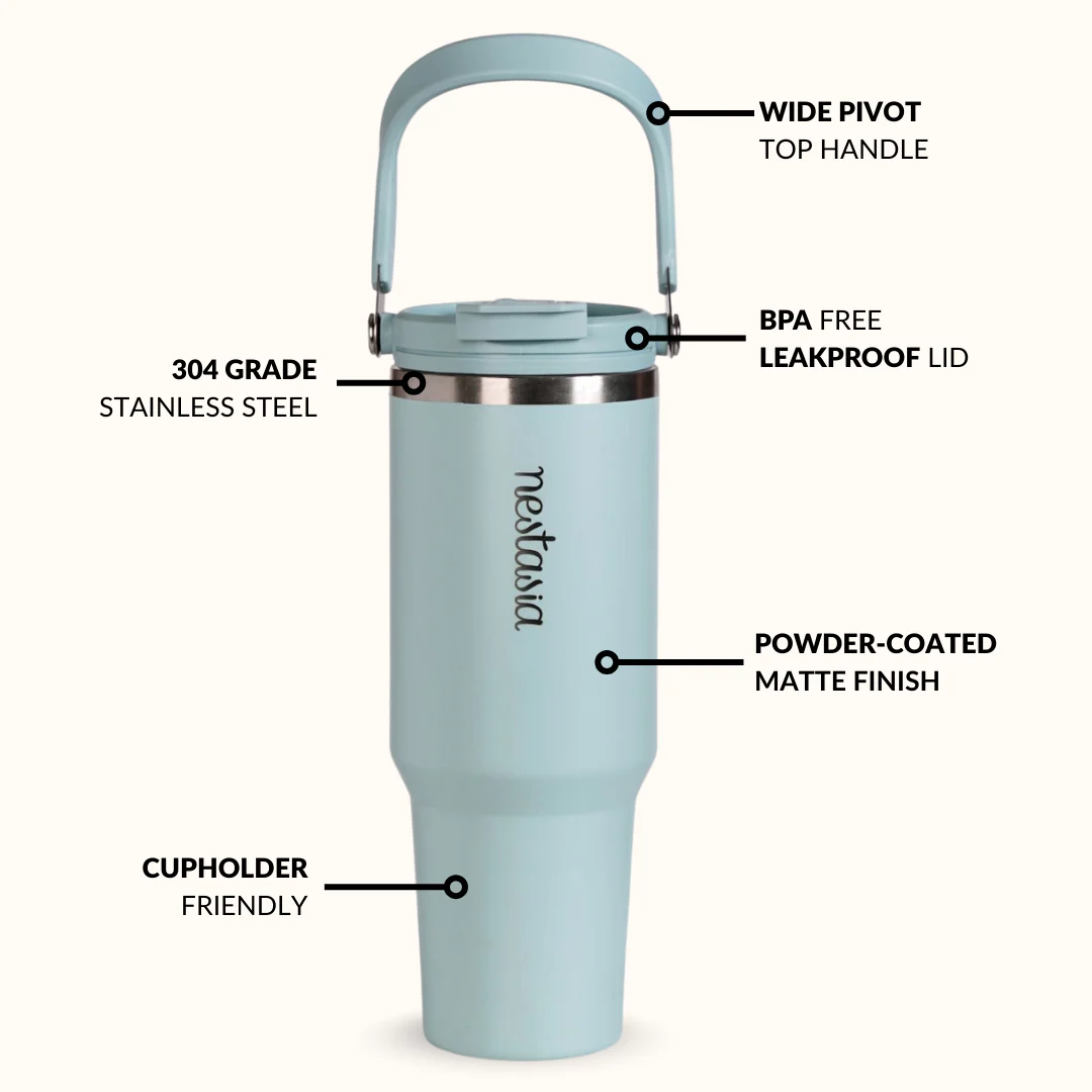 PickSip 40 Insulated Tumbler Bottle With Top Handle Arctic Blue 1200ml - Image 7