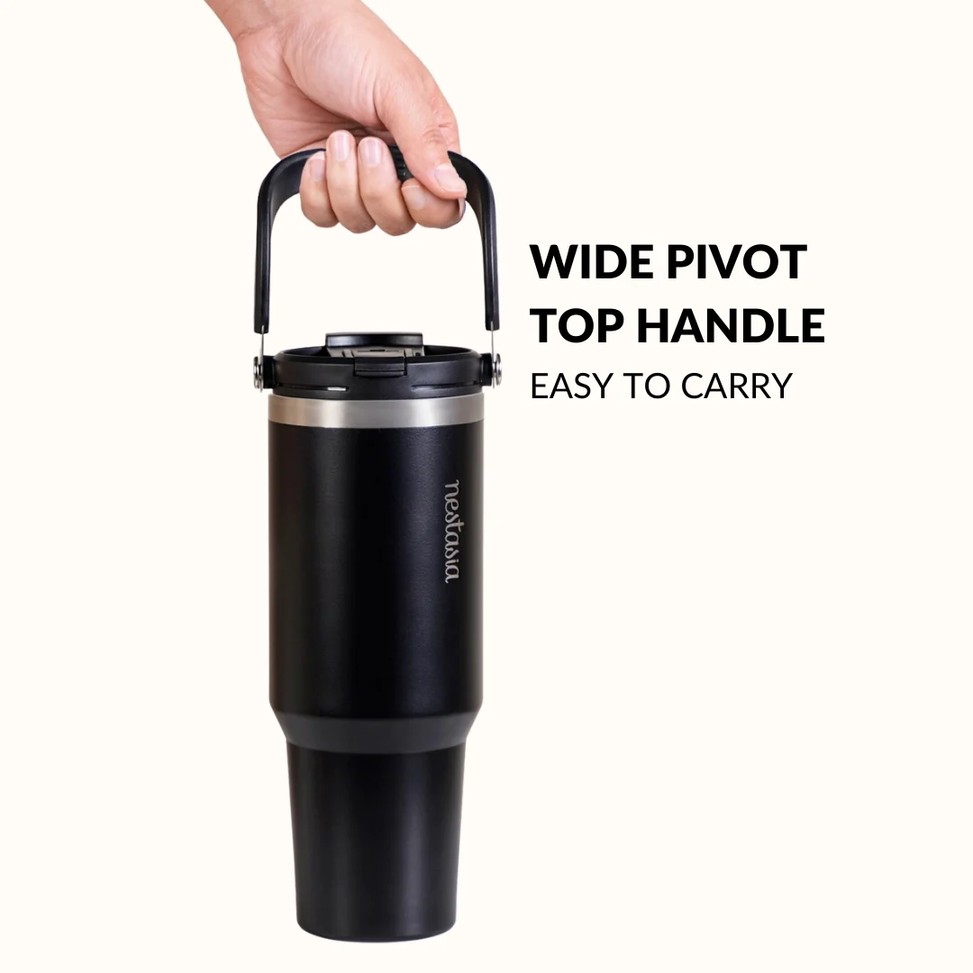 PickSip 40 Insulated Tumbler Bottle With Top Handle Black Noir 1200ml - Image 3